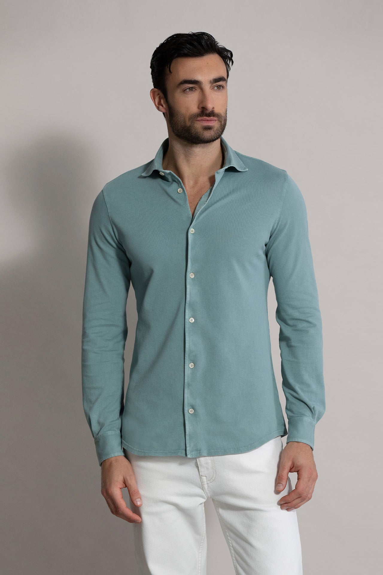 Designer shirt in organic cotton: sea green