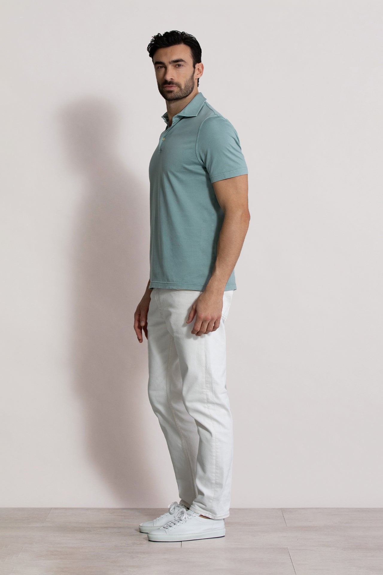 short sleeves polo t-shirt mint blue - side view