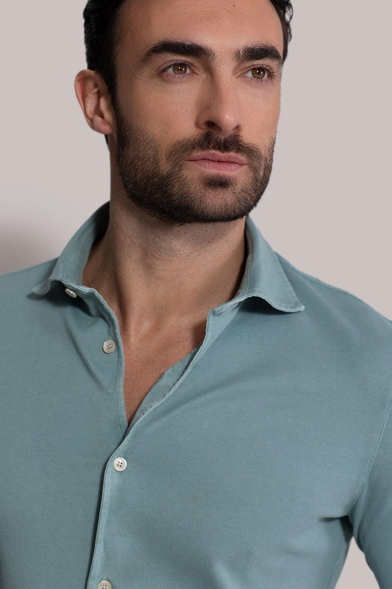 Men's designer shirt in organic cotton: sea green
