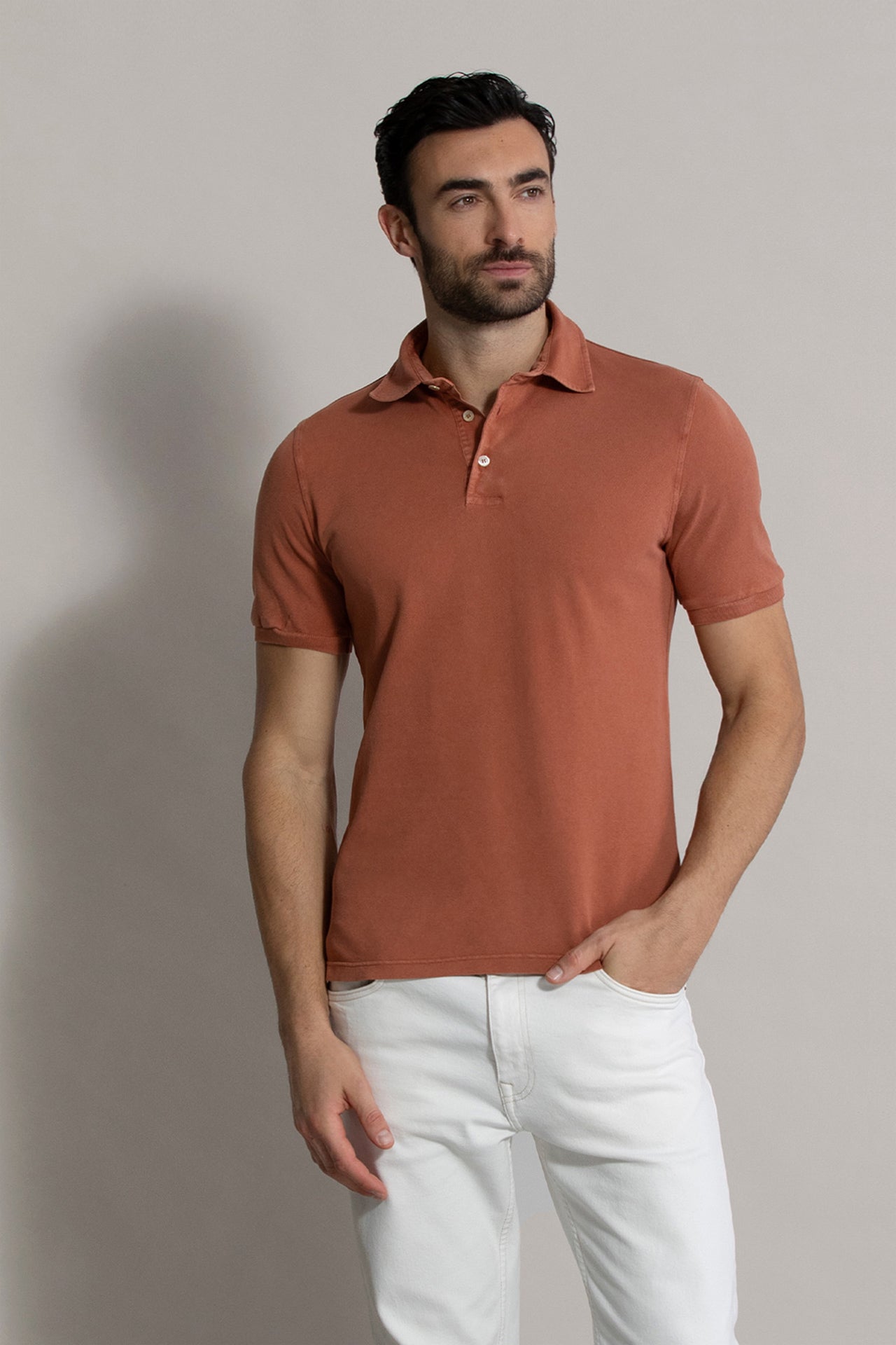 North: short sleeves cotton polo in orange
