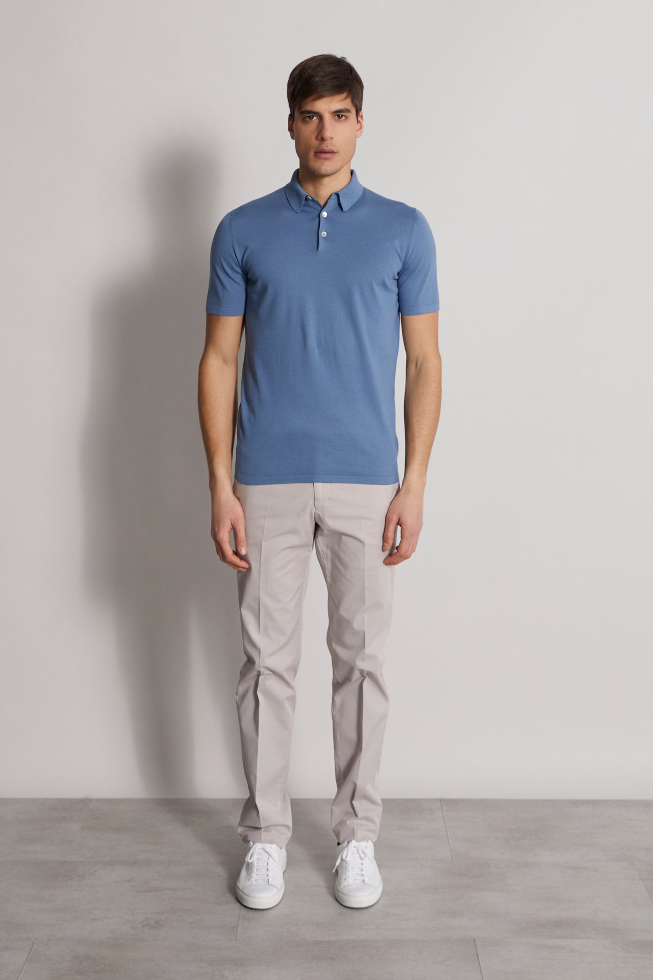 Successo knitted Giza cotton polo light blue - front view
