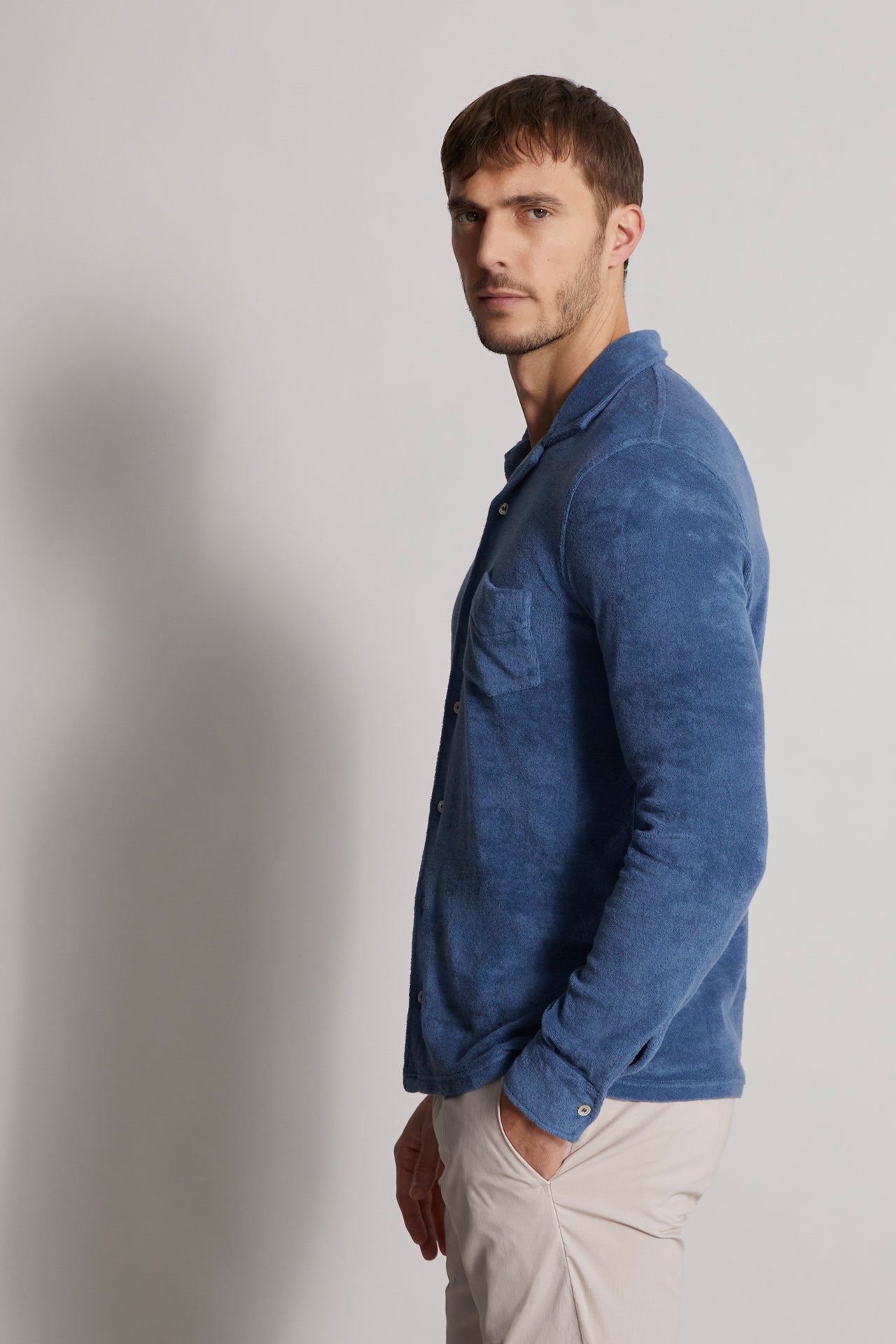 men's blue summer shirt  - side view