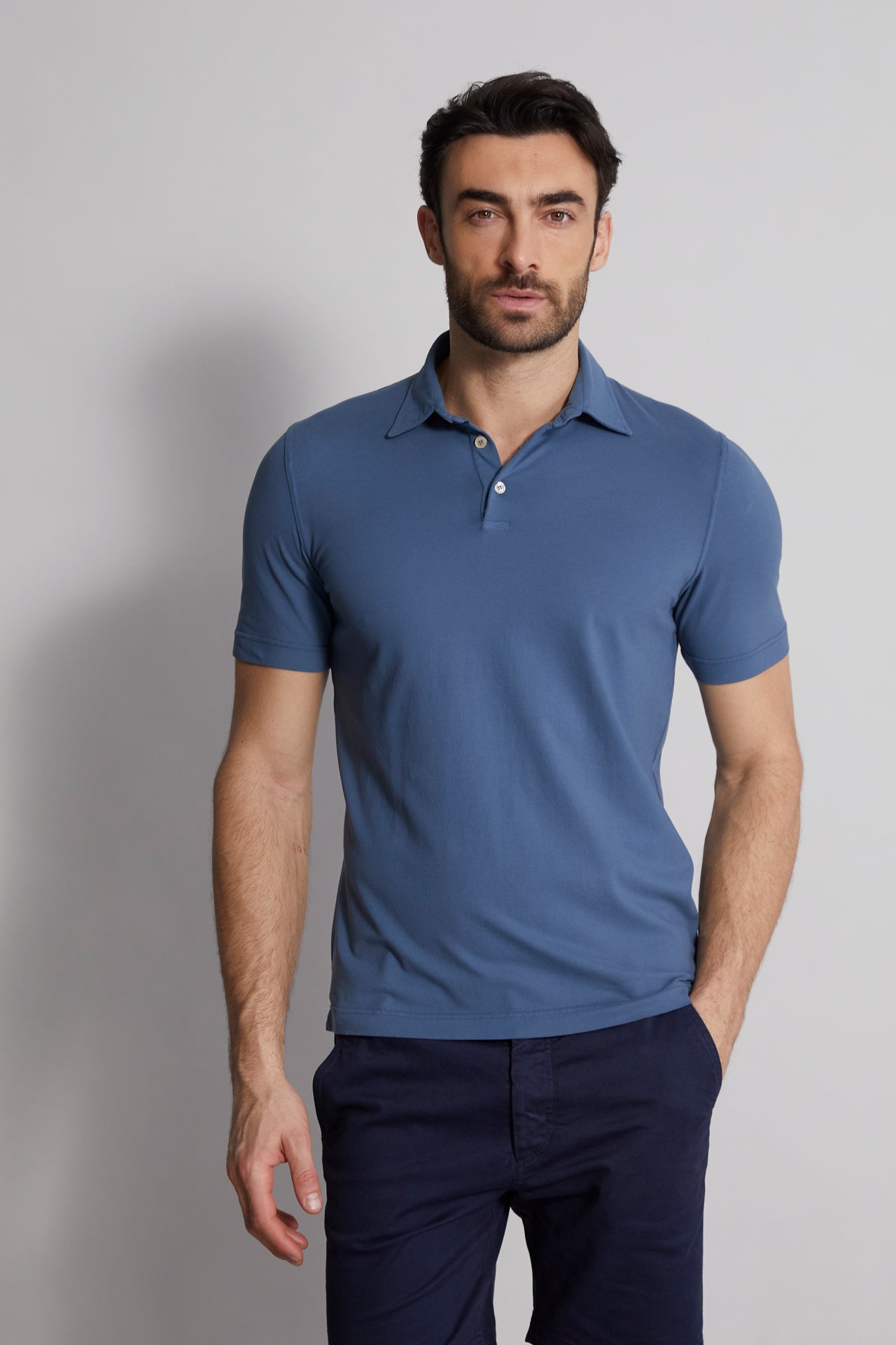men's iconic cotton polo jersey in blue