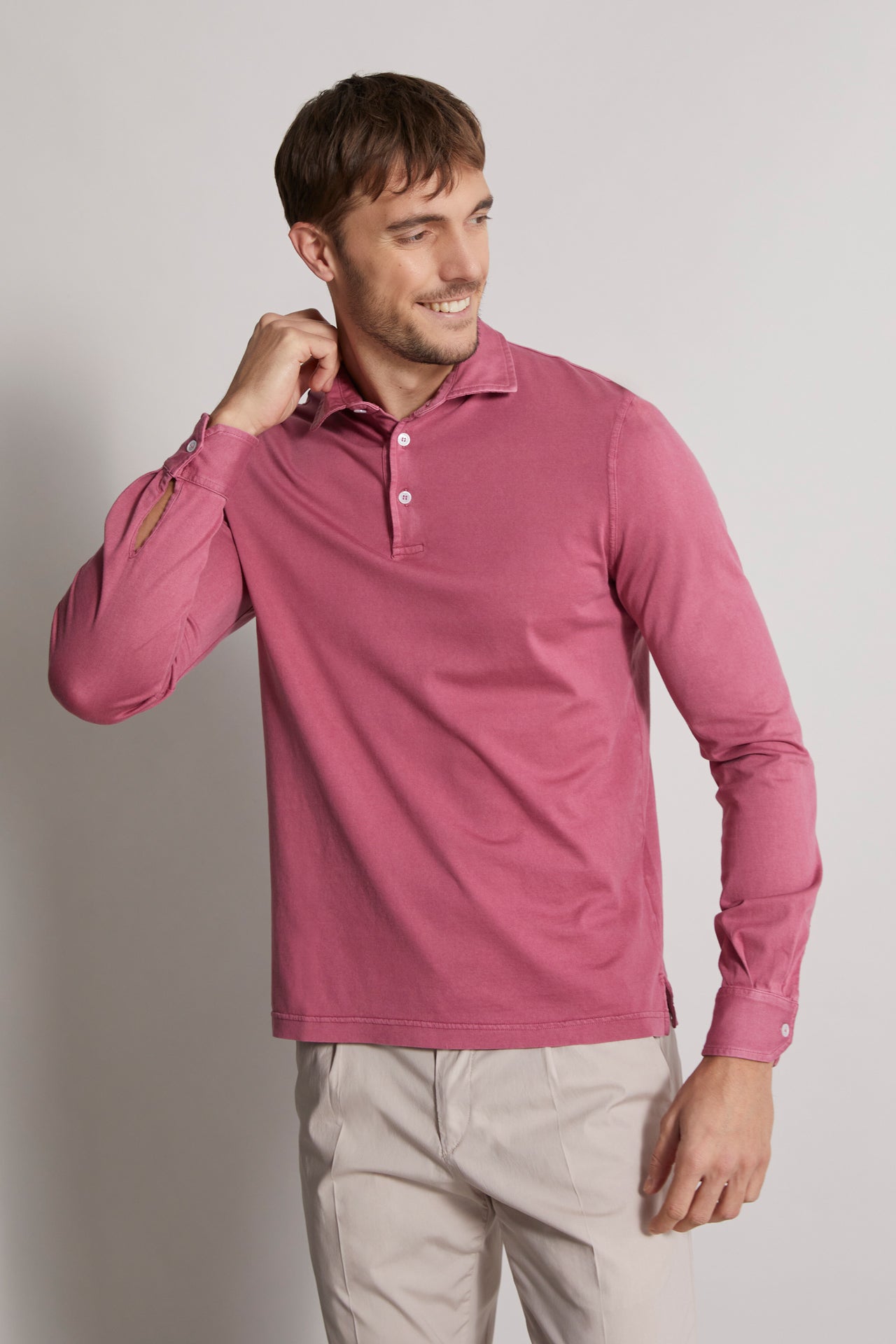 giza organic cotton polo jersey pink - front view