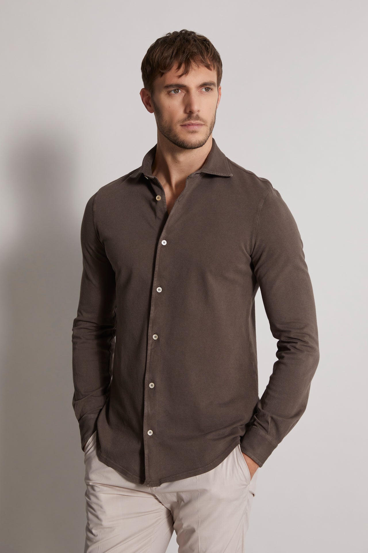 Designer shirt in organic cotton: brown
