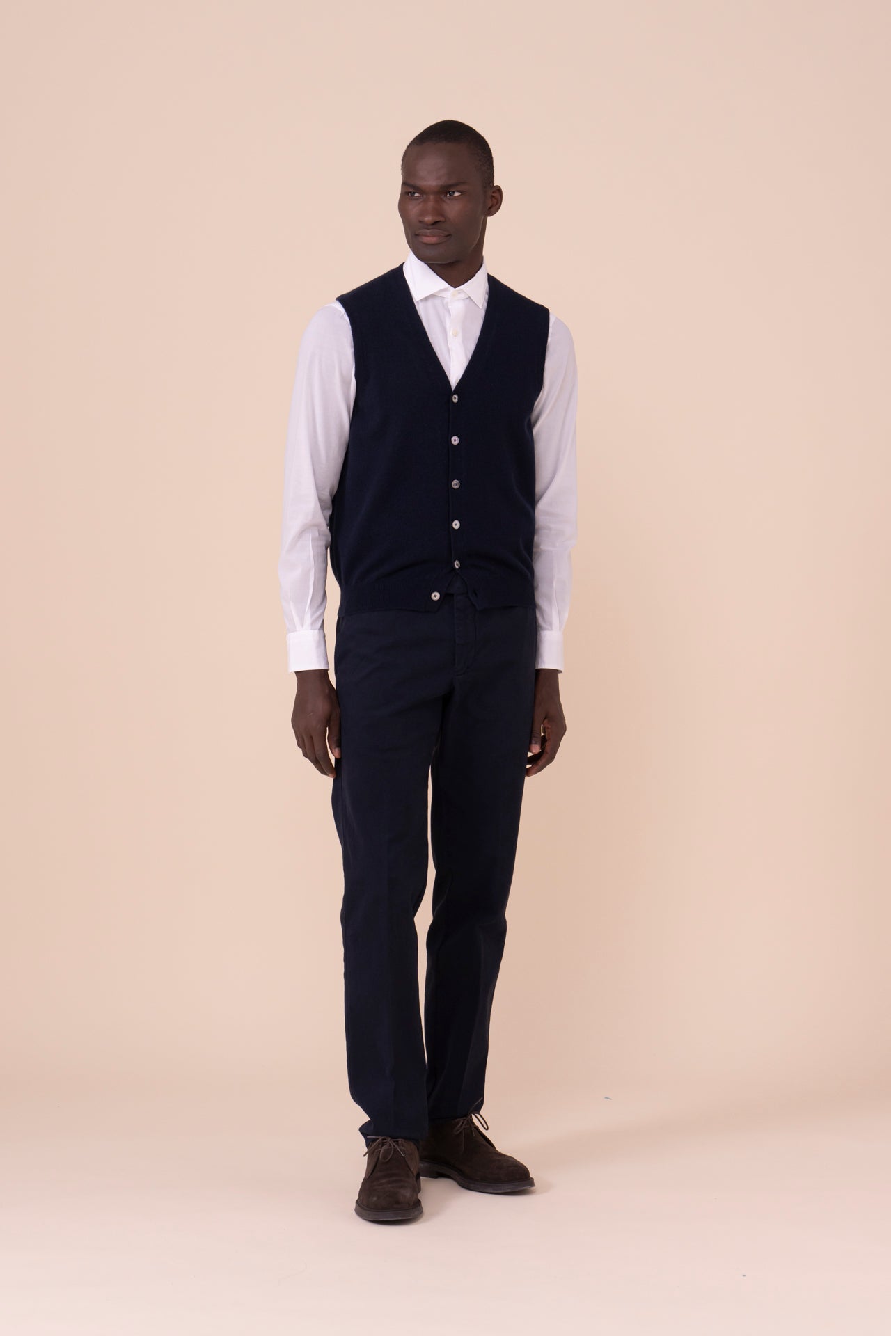 Gilet in cashmere con scollo a V nei colori iconici - MIDNIGHTBLUE