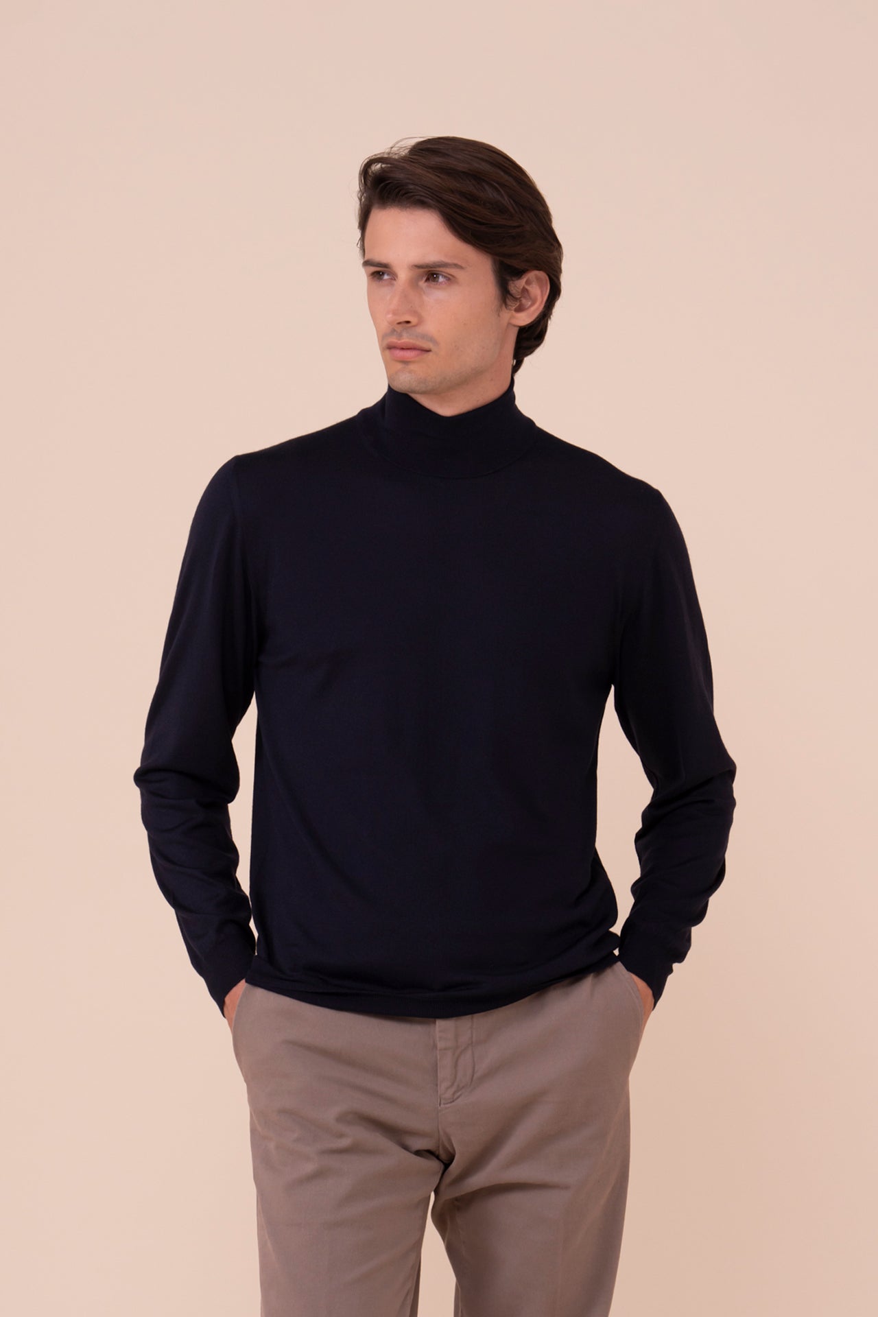 Derby Superfine Wool Turtleneck in iconic colors - MIDNIGHTBLUE