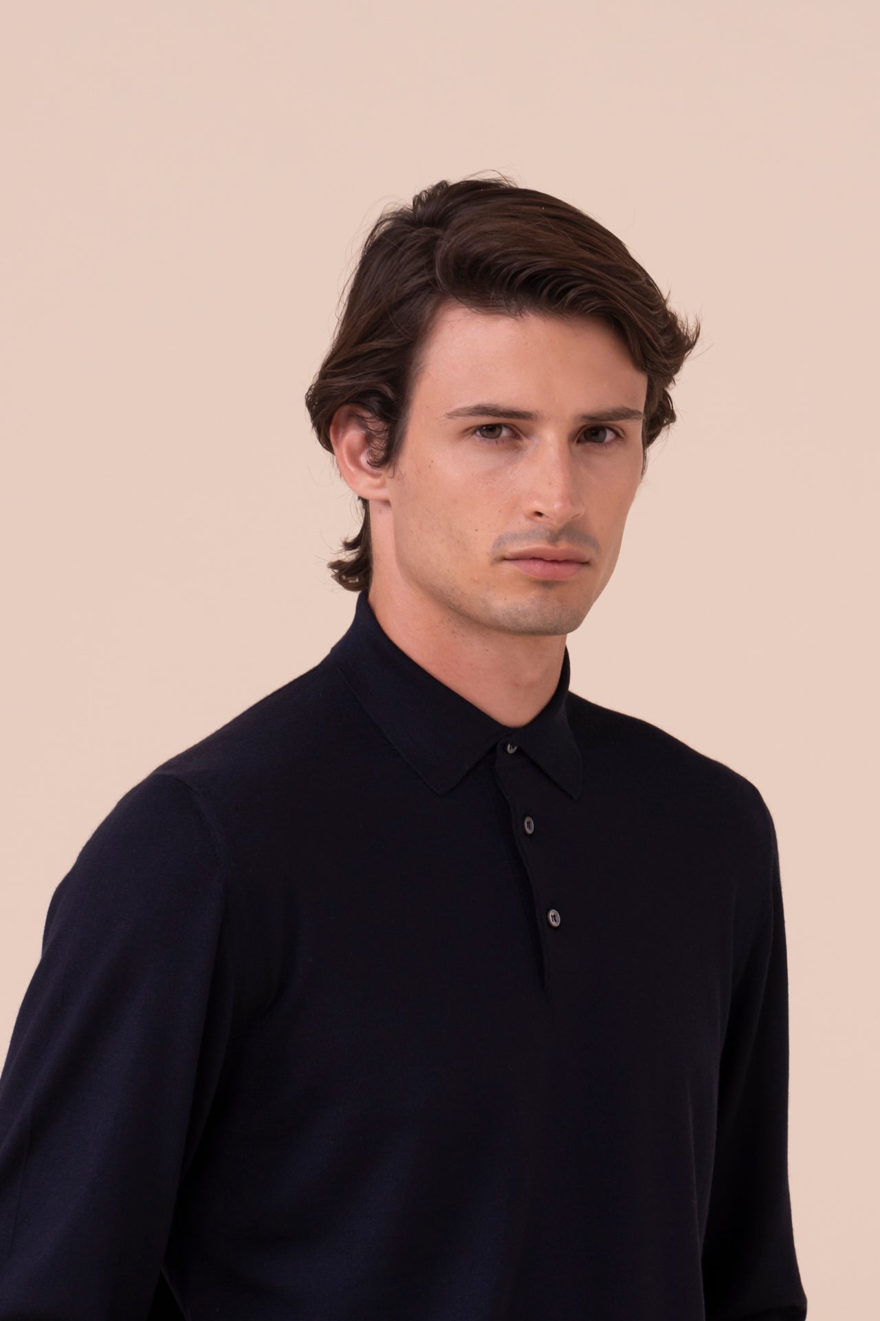 Sportman Superfine Wool Knit Polo in iconic colors - MIDNIGHTBLUE