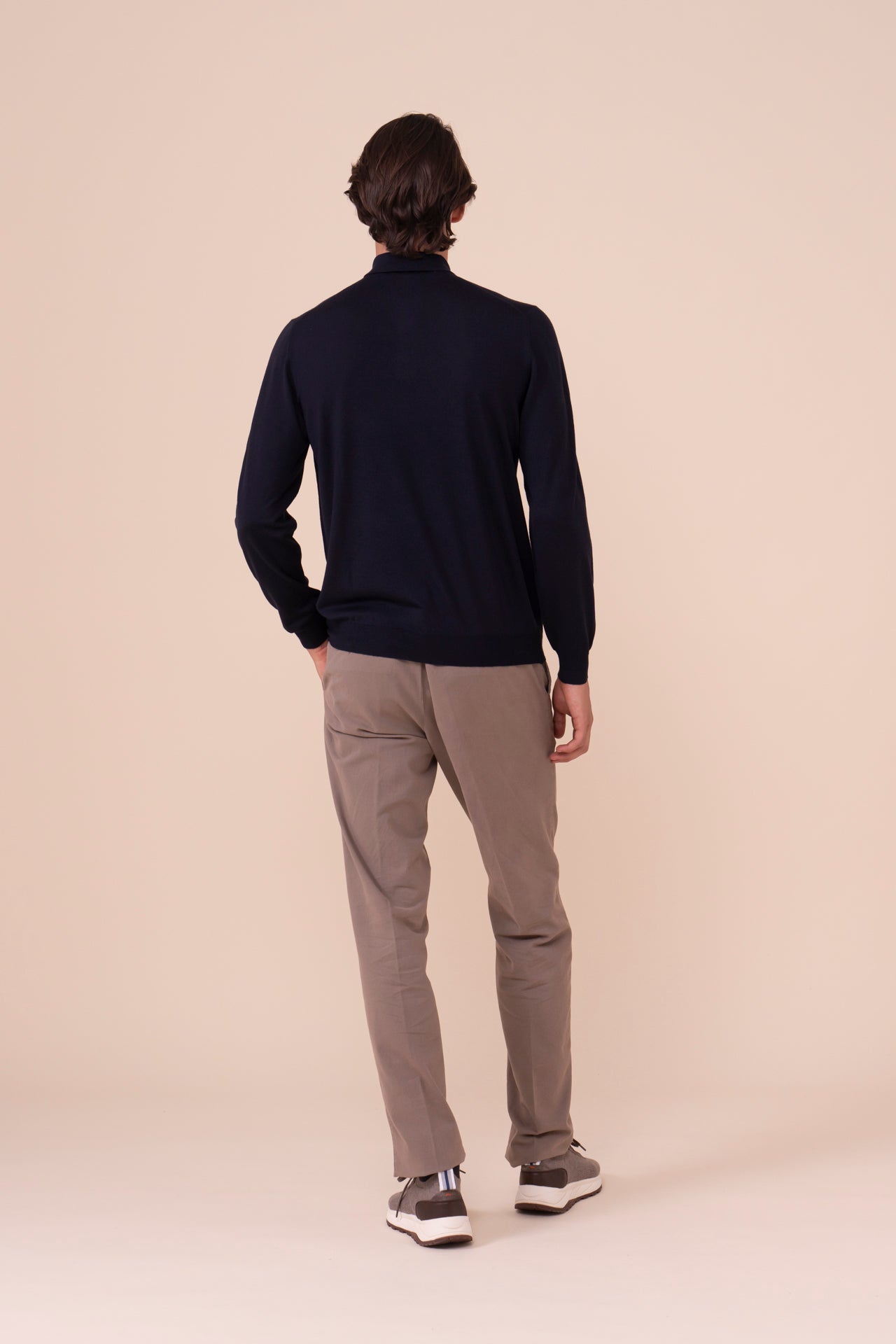 Sportman Superfine Wool Knit Polo in iconic colors - MIDNIGHTBLUE