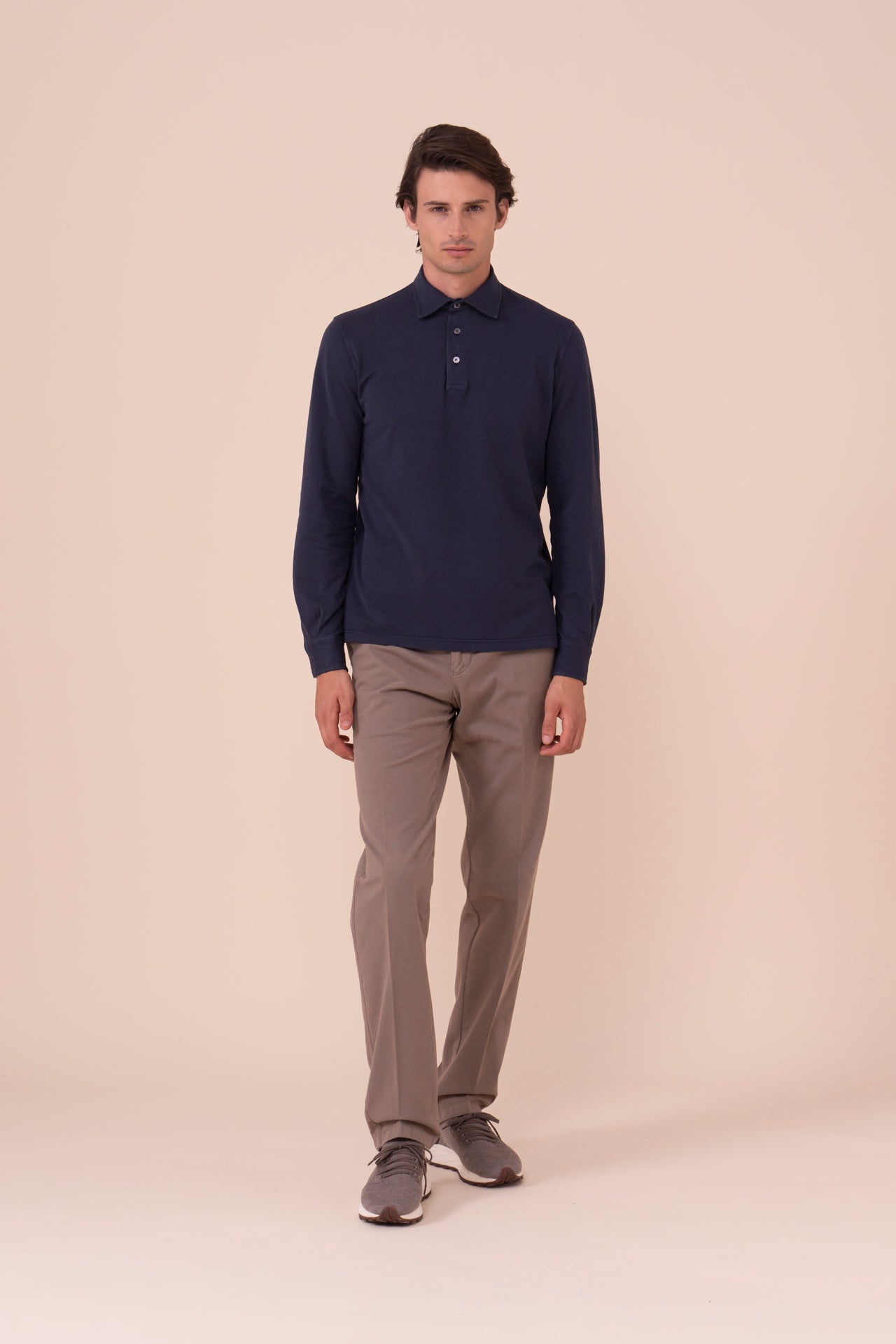 North Piquet Long Sleeve Polo in iconic colors - MIDNIGHTBLUE