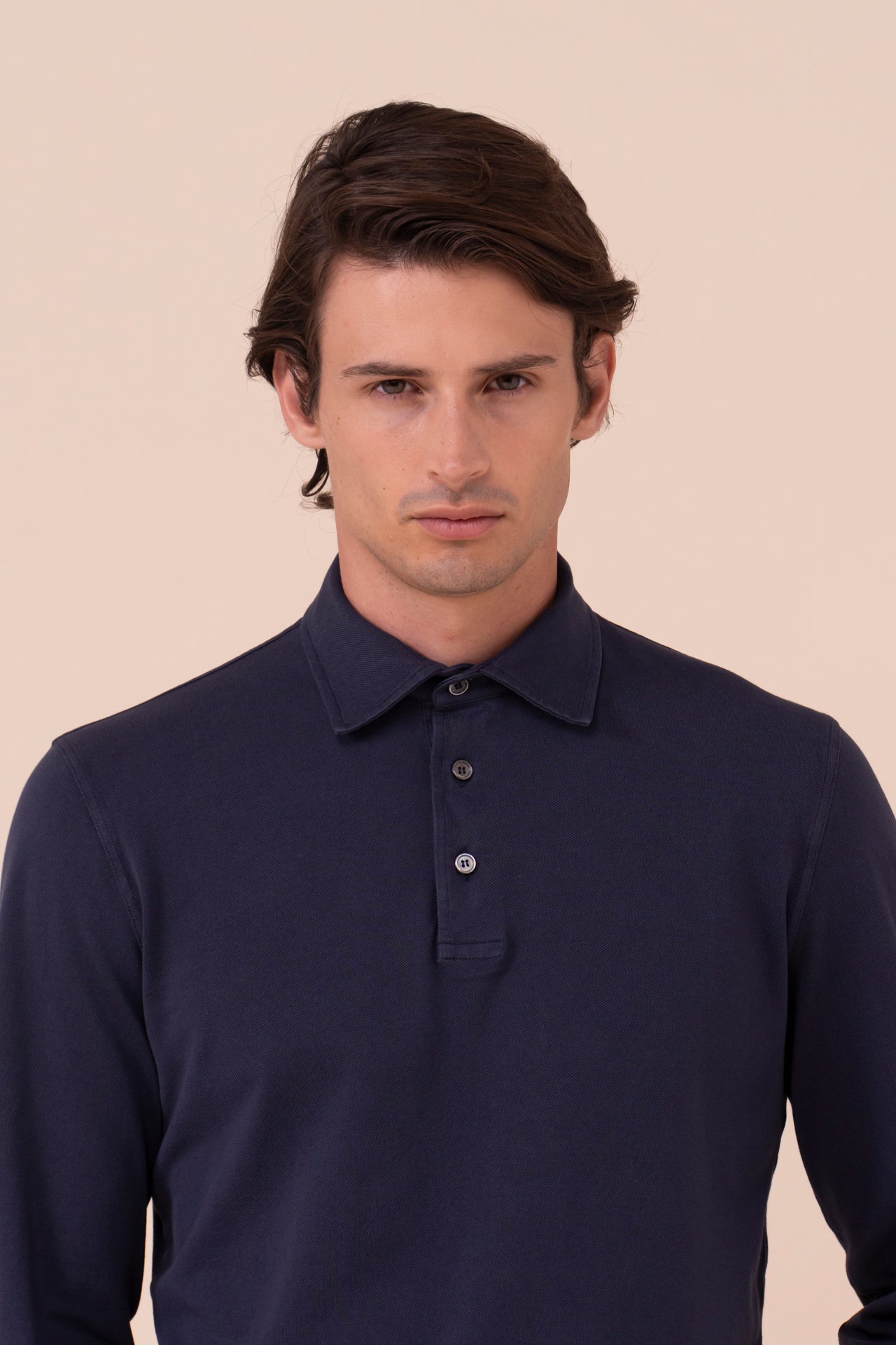 North Piquet Long Sleeve Polo in iconic colors - MIDNIGHTBLUE