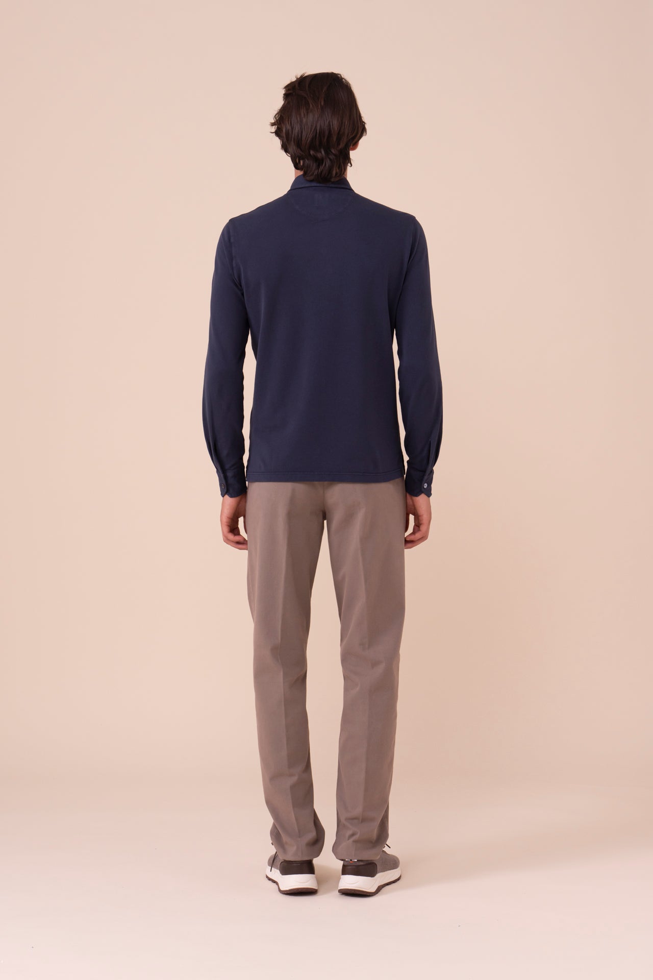North Piquet Long Sleeve Polo in iconic colors - MIDNIGHTBLUE