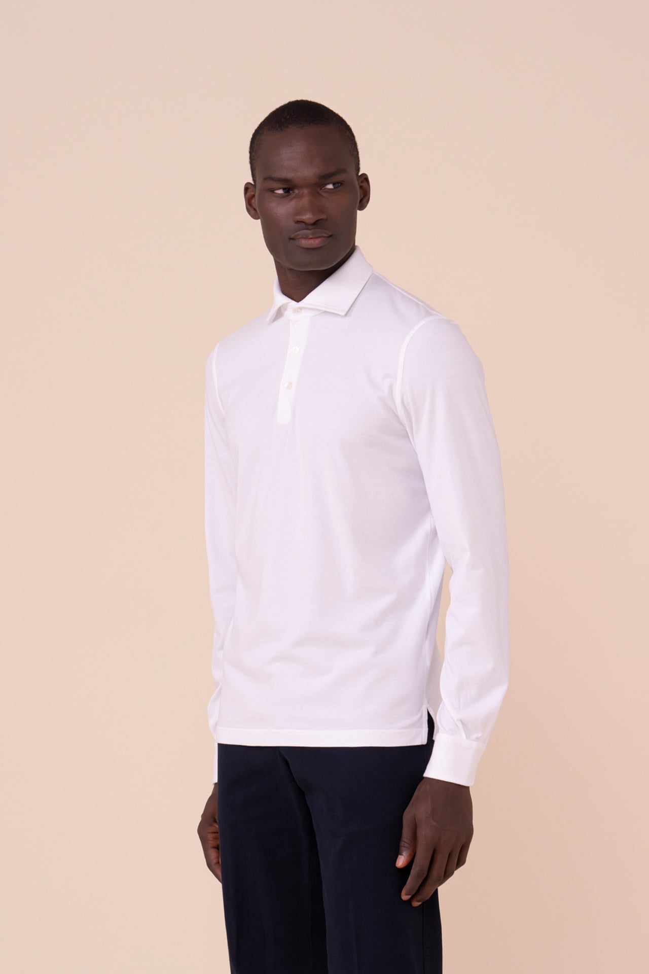 Zero Organic Cotton Long Sleeve Polo Shirt in iconic colors - WHITE