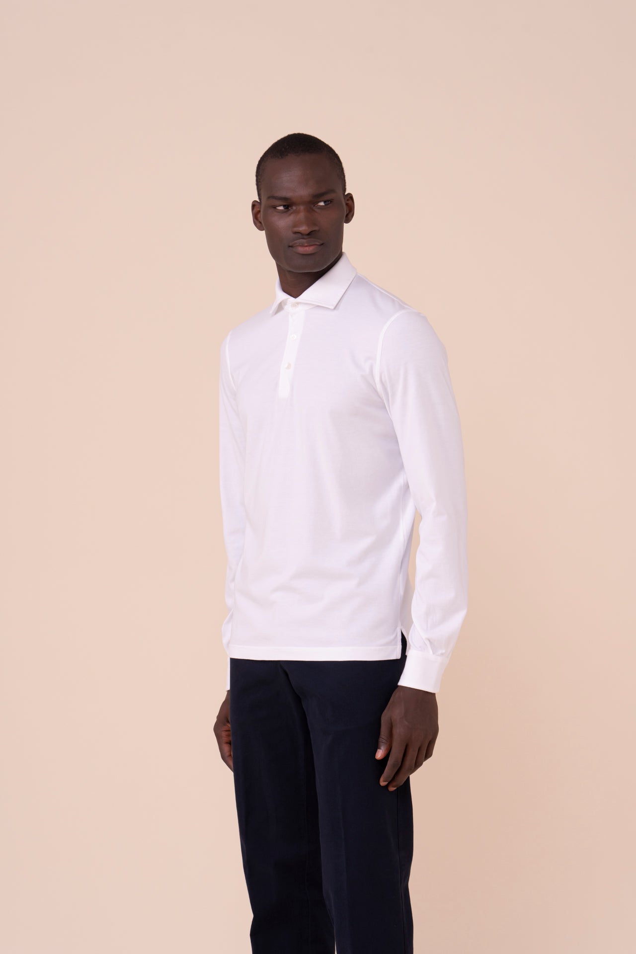 Zero Organic Cotton Long Sleeve Polo Shirt in iconic colors - WHITE