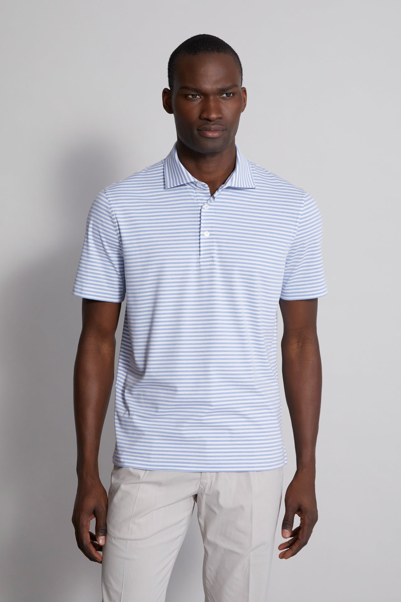 men's striped polo t-shirt blue and white