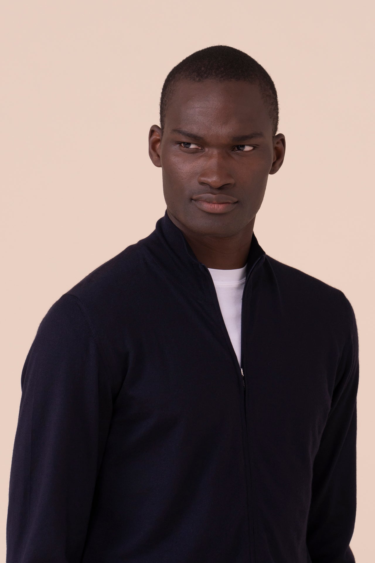 Favonio Superfine Wool Full-zip Sweater in iconic colors - MIDNIGHTBLUE
