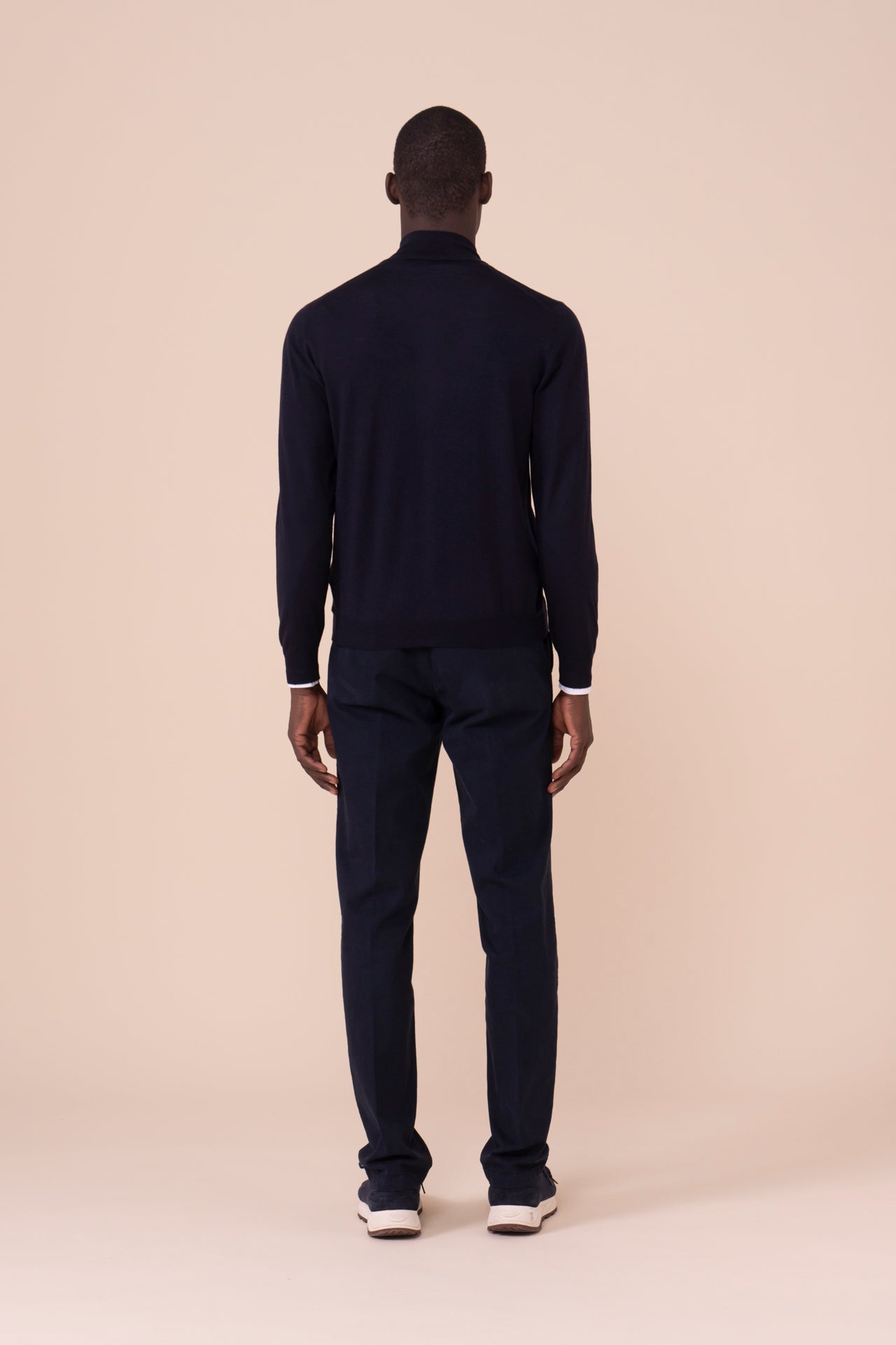 Favonio Superfine Wool Full-zip Sweater in iconic colors - MIDNIGHTBLUE