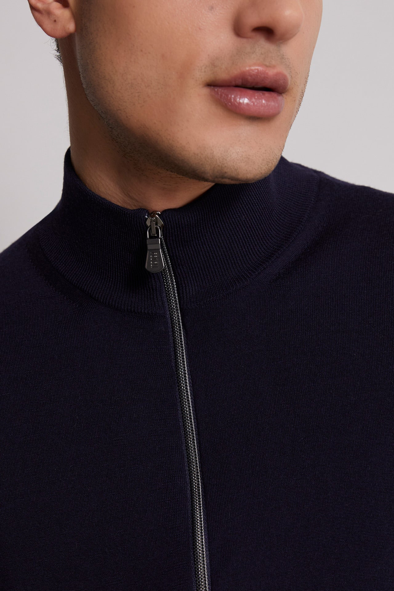 Paros wool knitted bomber in iconic blue