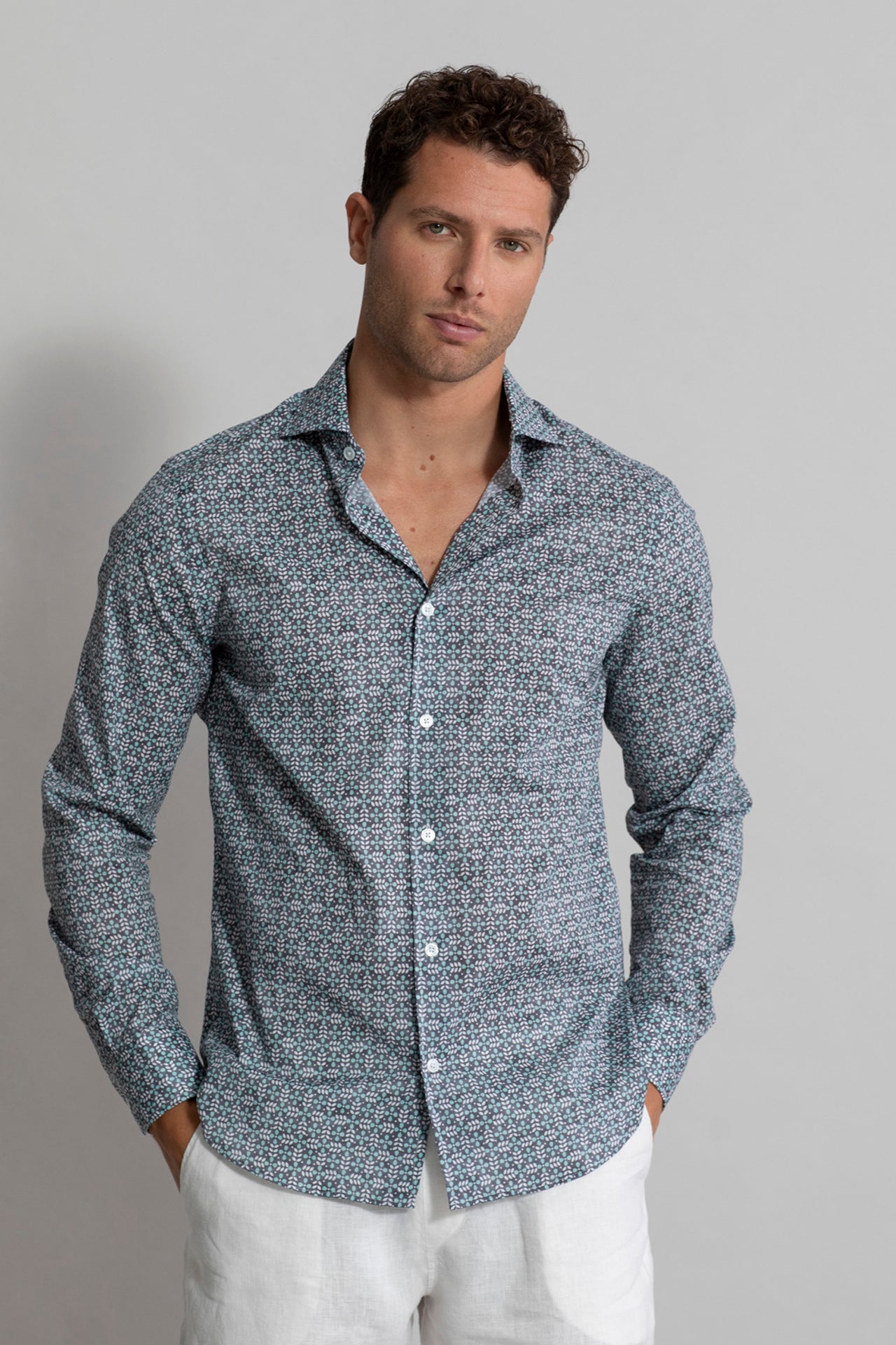 Sean printed cotton voile shirt - naj pattern