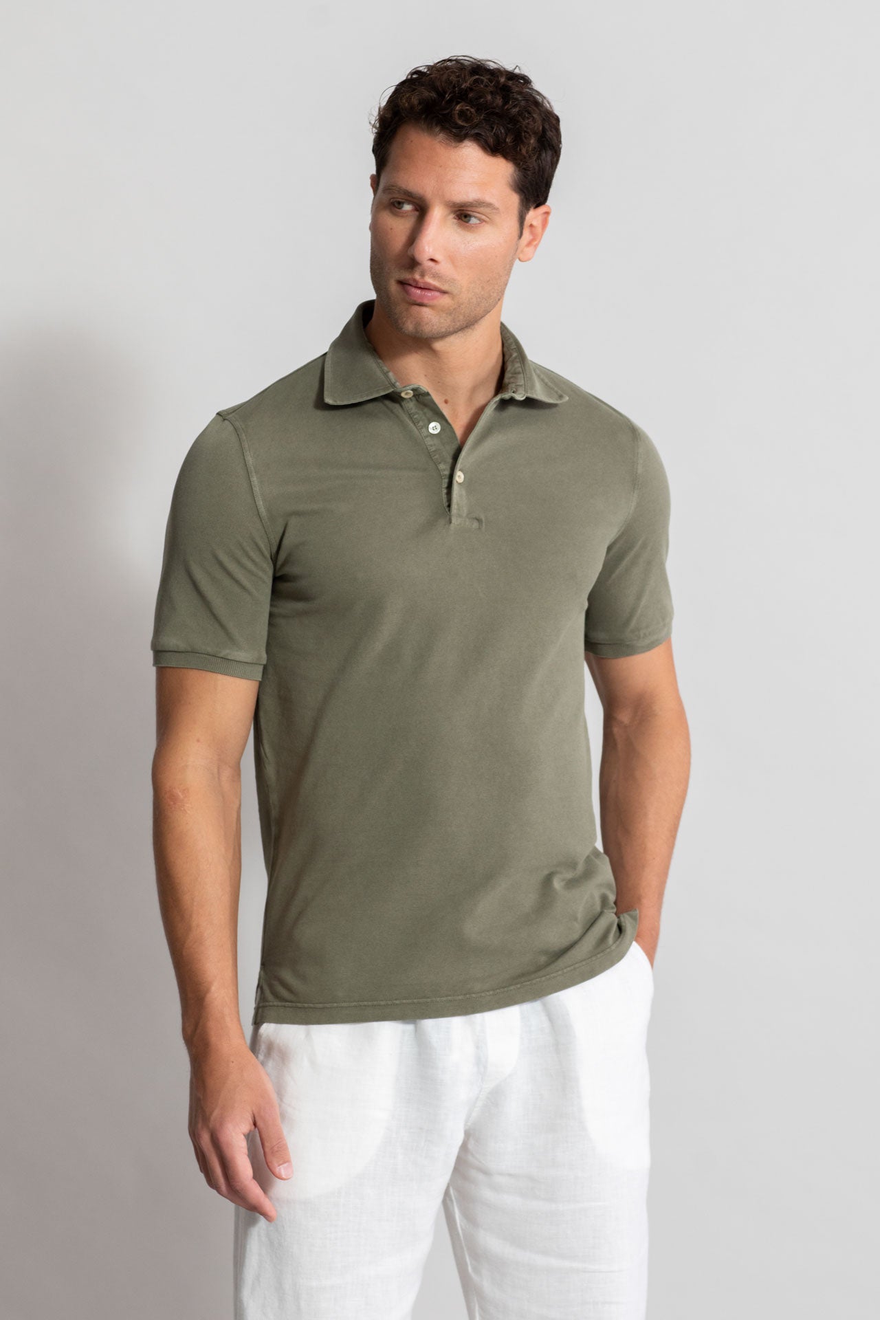 North: short sleeves cotton polo in green