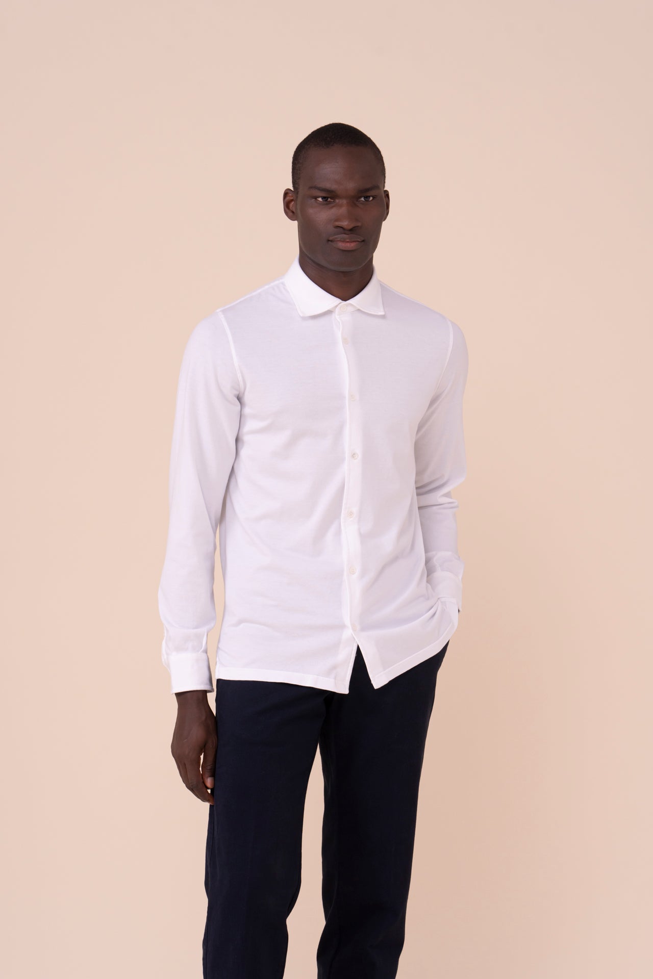 Jason Organic Cotton Long Sleeve Shirt in iconic colors - WHITE
