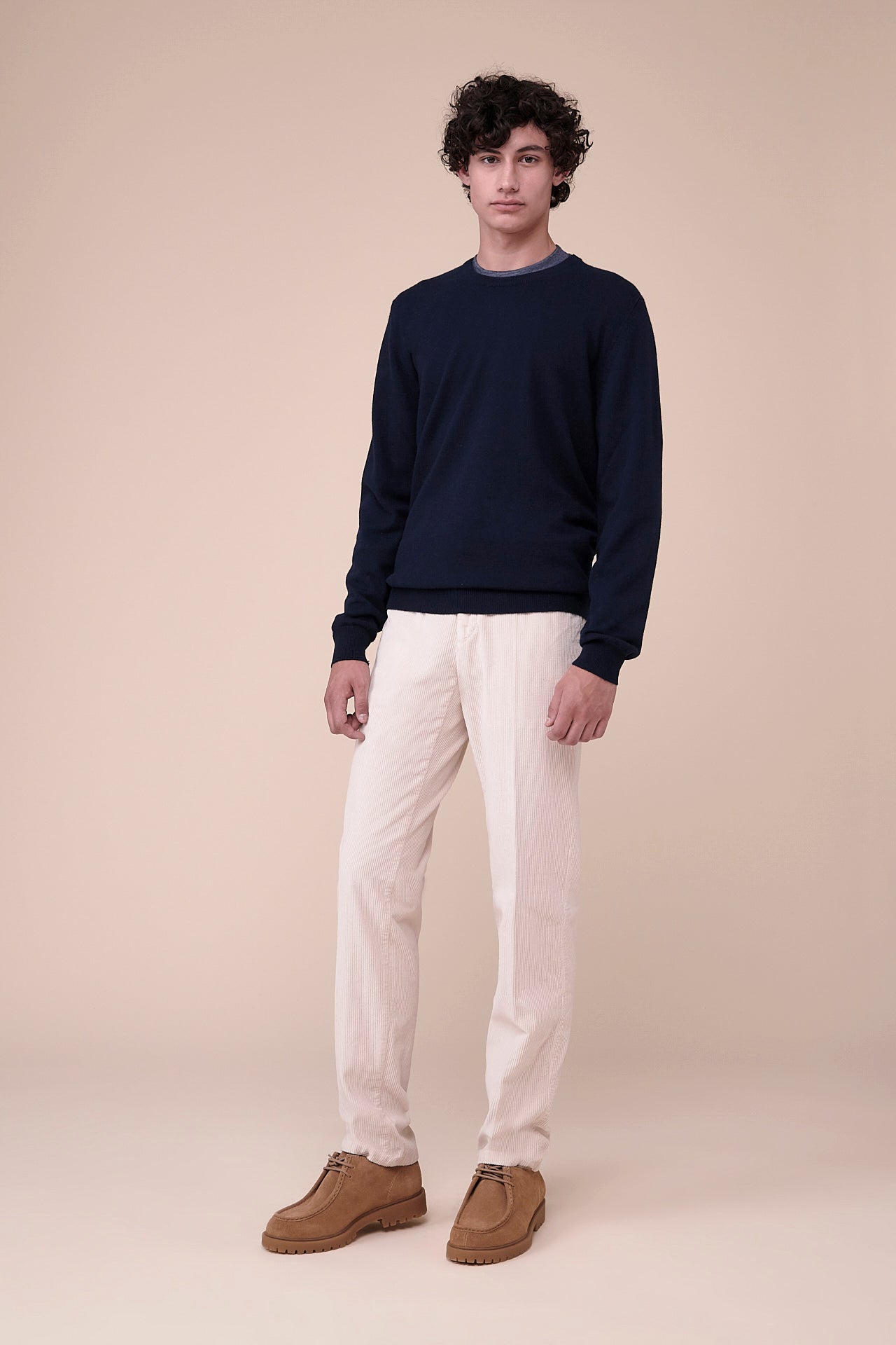 Argentina Cashmere Crewneck in iconic colors - MIDNIGHTBLUE