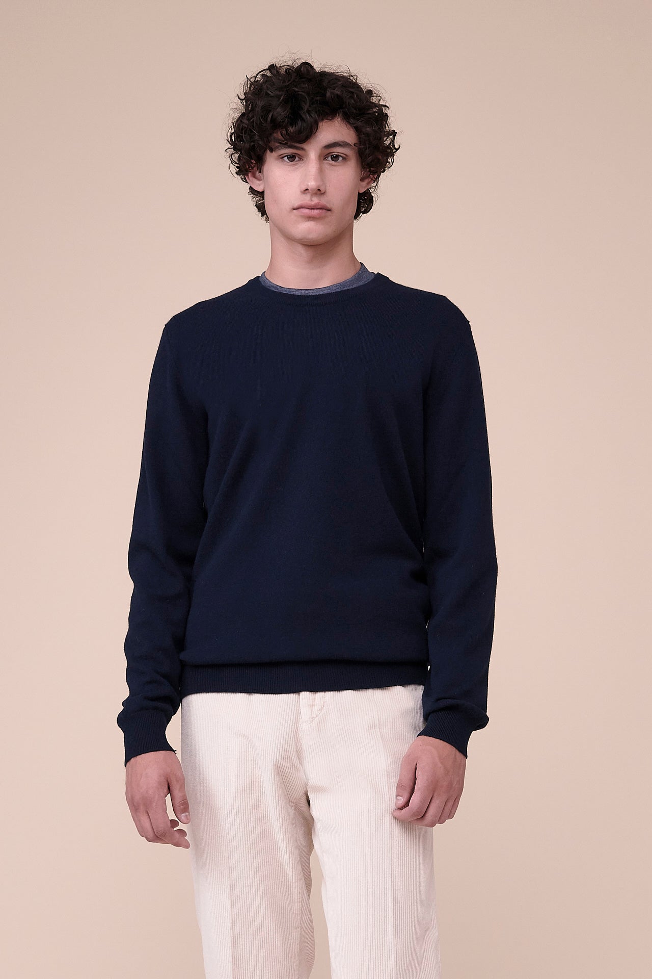 Argentina Cashmere Crewneck in iconic colors - MIDNIGHTBLUE