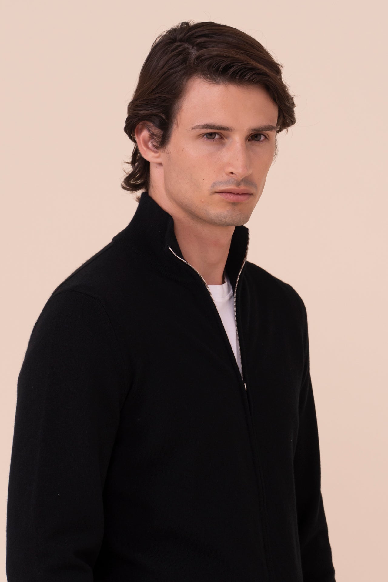 Favonio maglia in cashmere a maniche lunghe con zip nei colori iconici - MIDNIGHTBLUE
