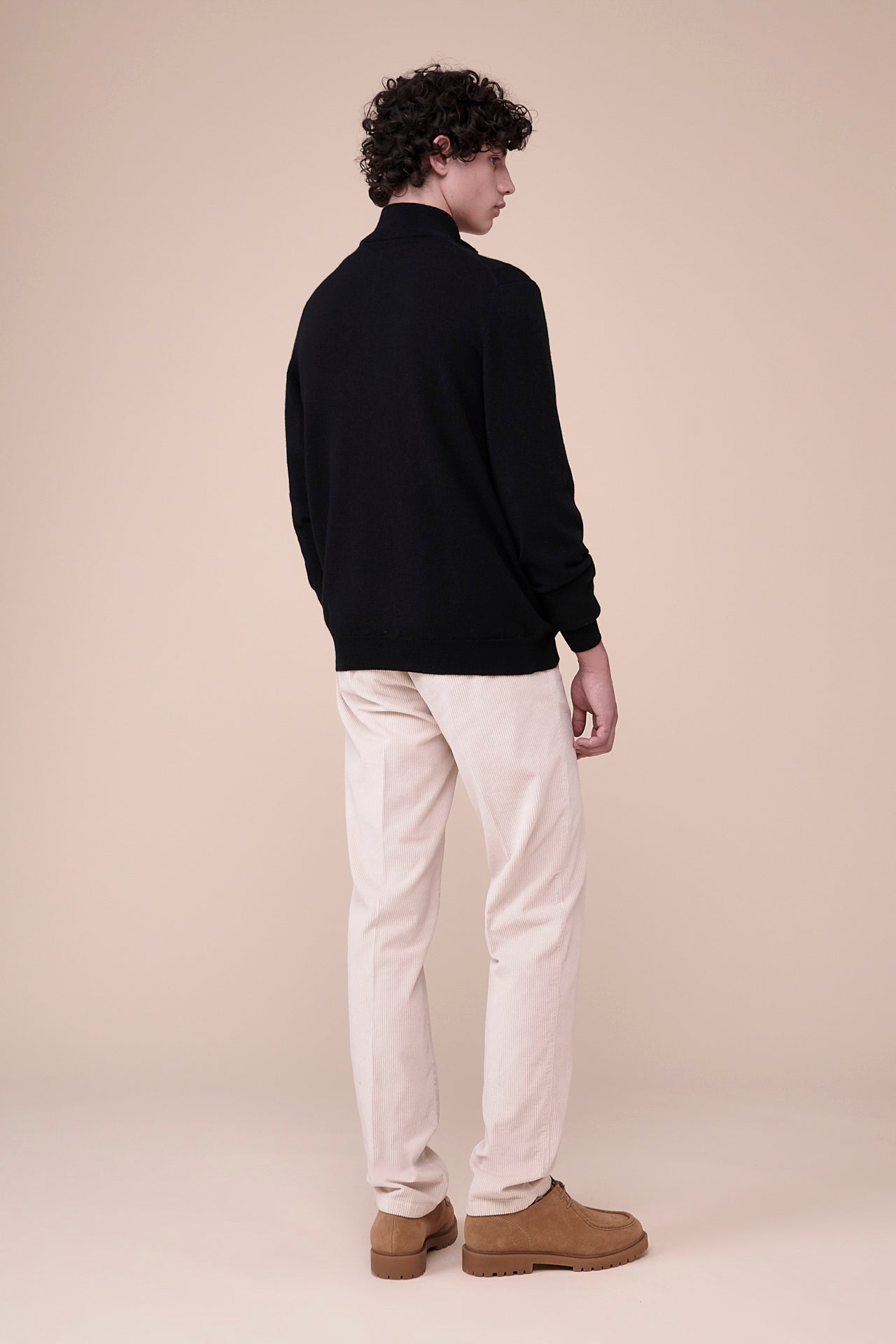 Favonio Cashmere Full-zip Long Sleeve Sweater in iconic colors - BLACK