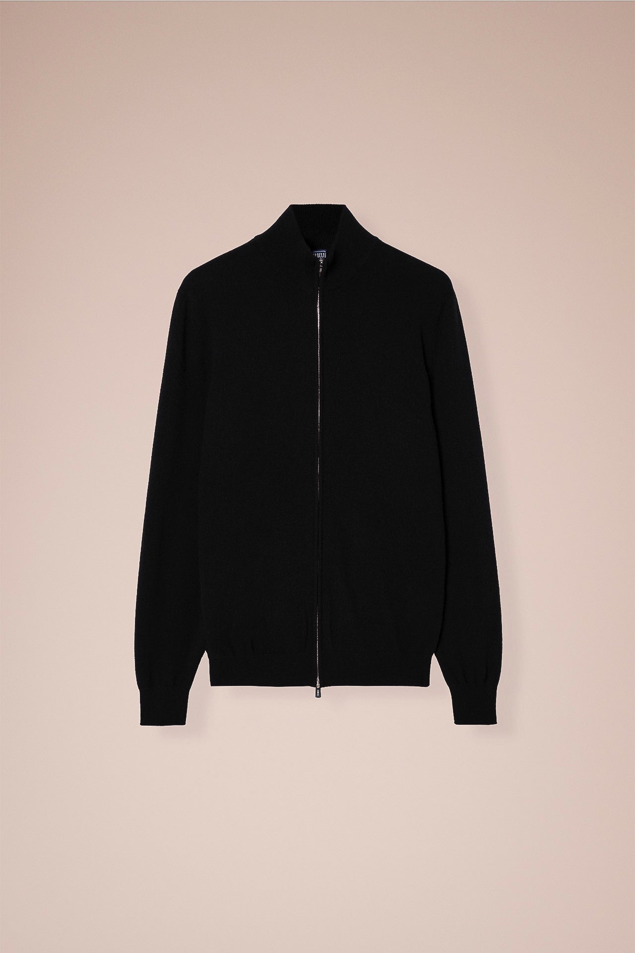 Favonio Cashmere Full-zip Long Sleeve Sweater in iconic colors - BLACK