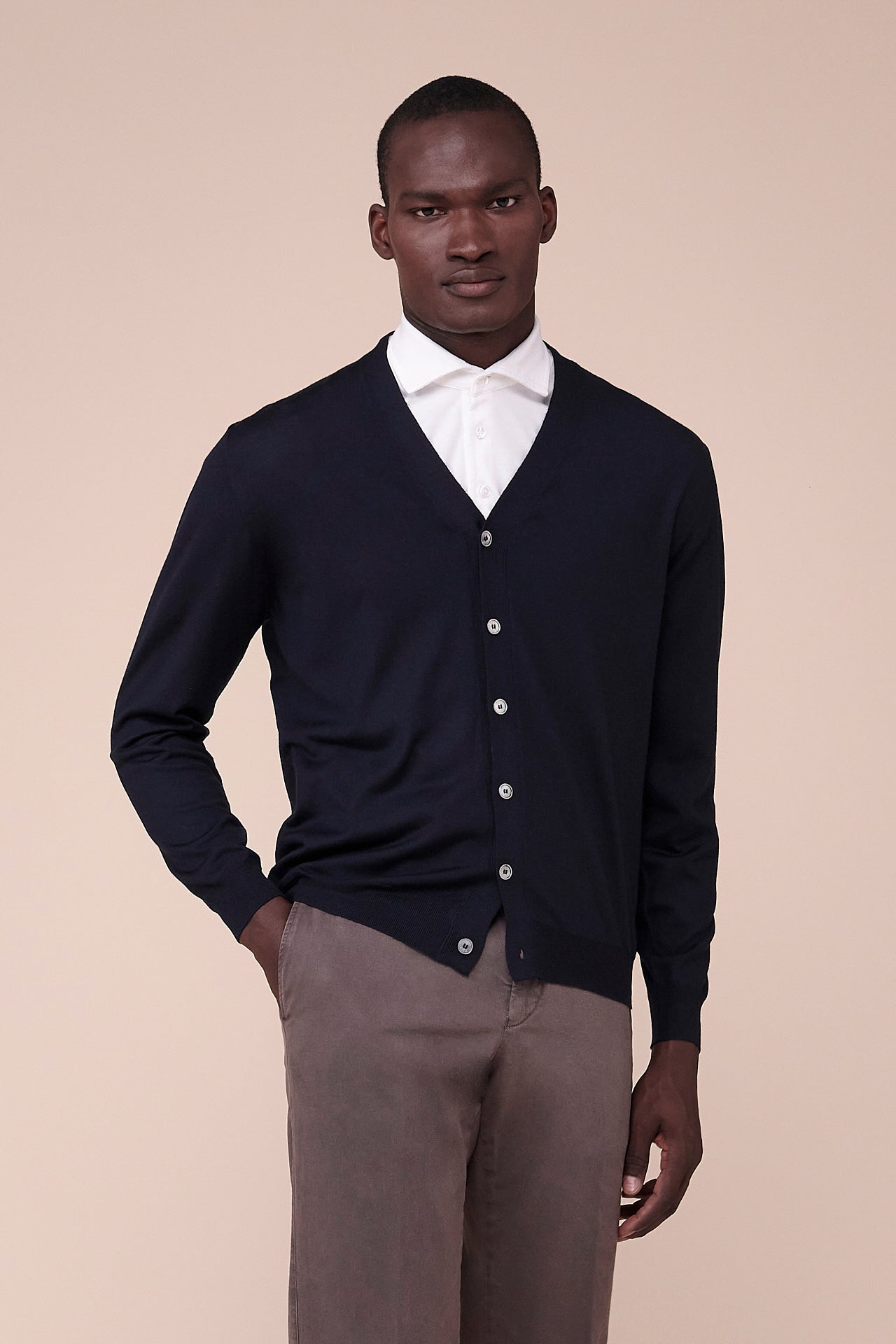 Cashmere Cardigan in iconic colors - MIDNIGHTBLUE