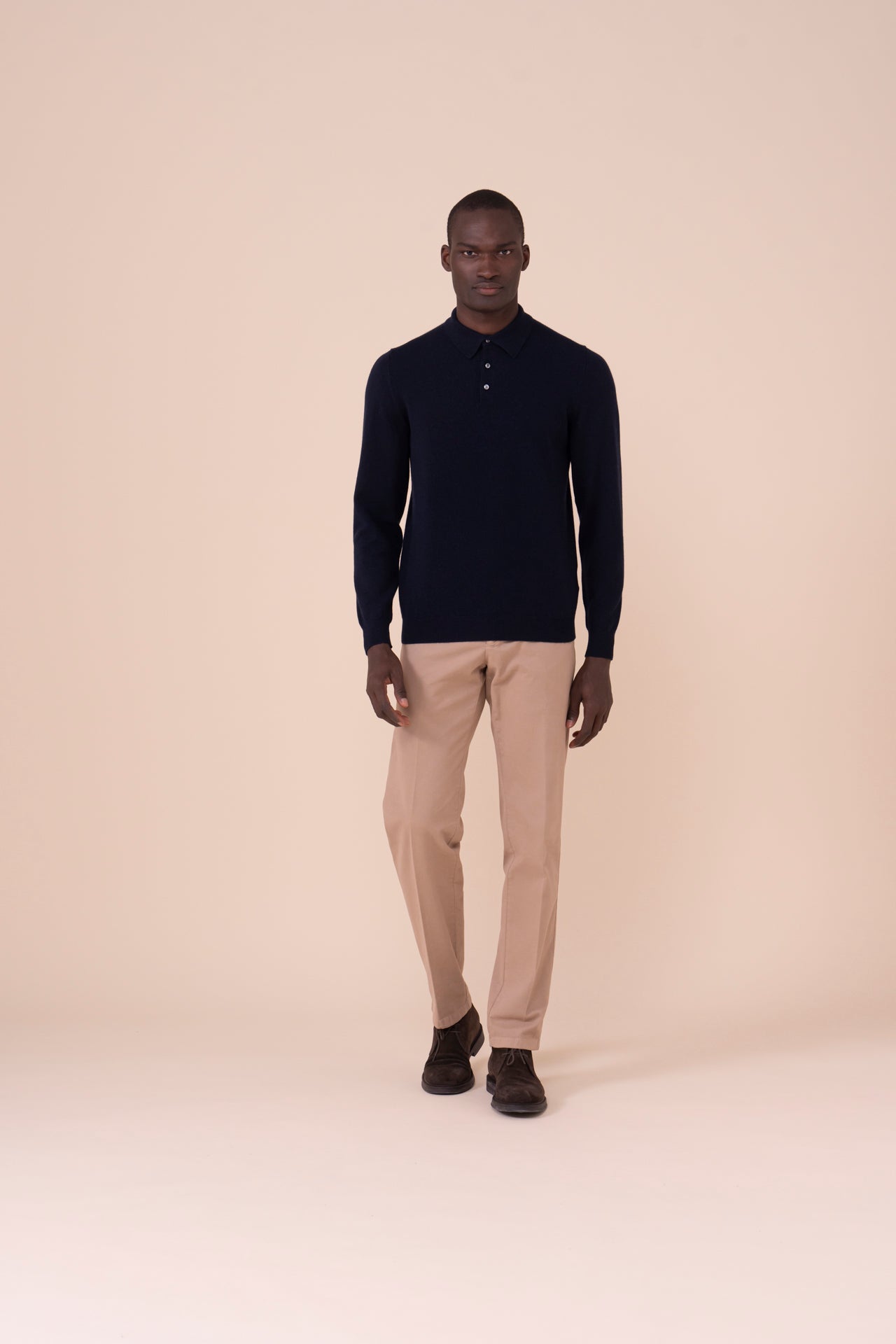 Sportman Cashmere Knit Polo in iconic colors - MIDNIGHTBLUE