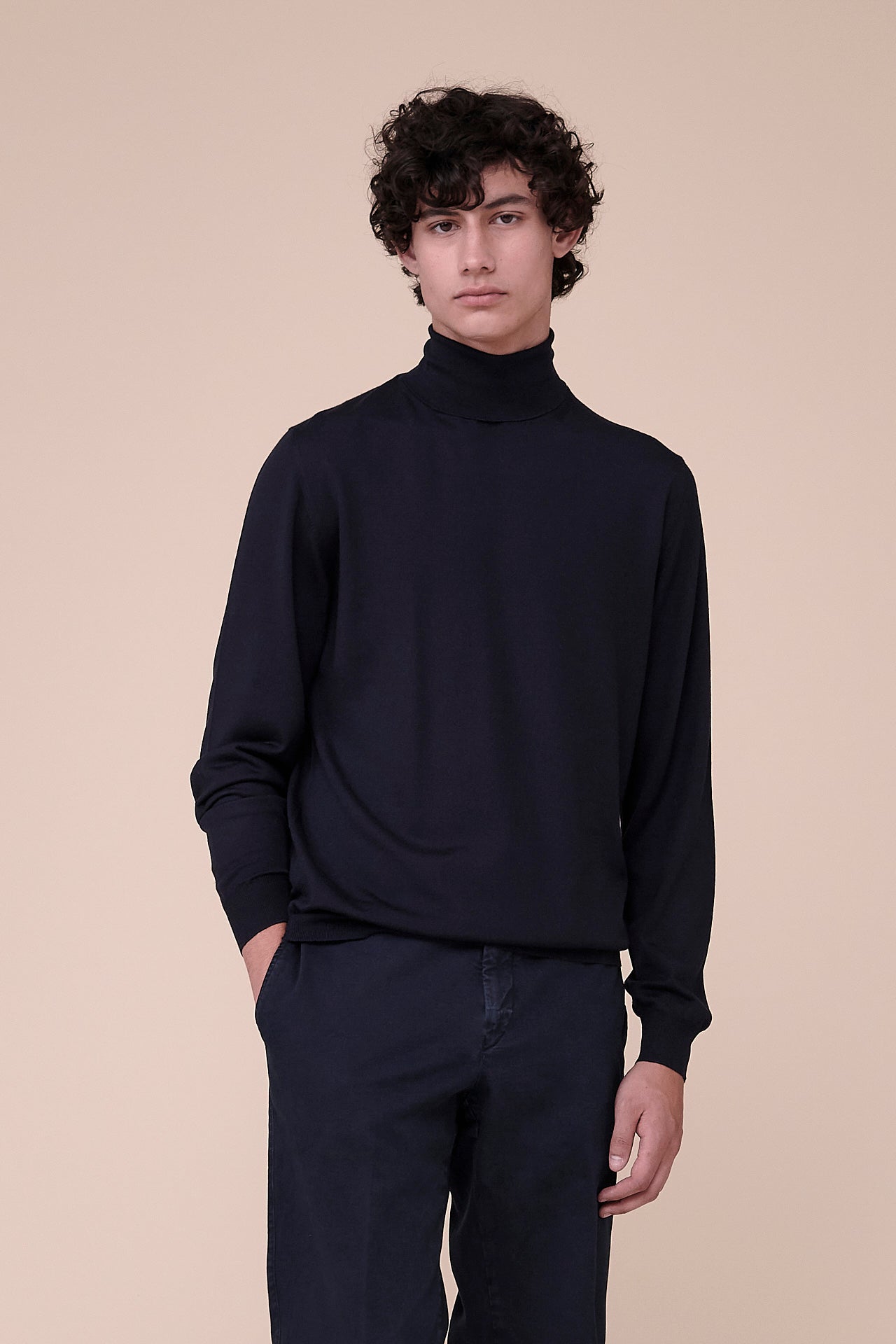 Derby Superfine Wool Turtleneck in iconic colors - MIDNIGHTBLUE