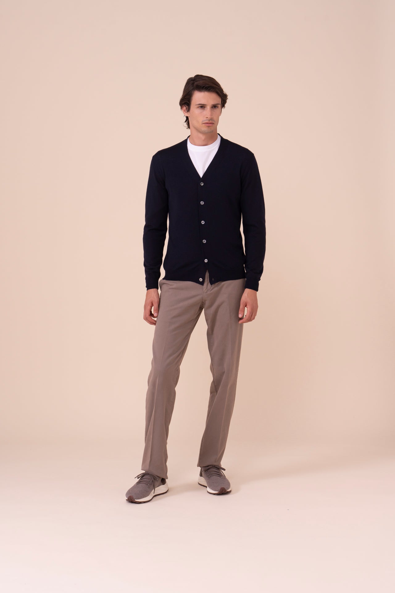 Superfine Wool Cardigan in iconic colors - MIDNIGHTBLUE