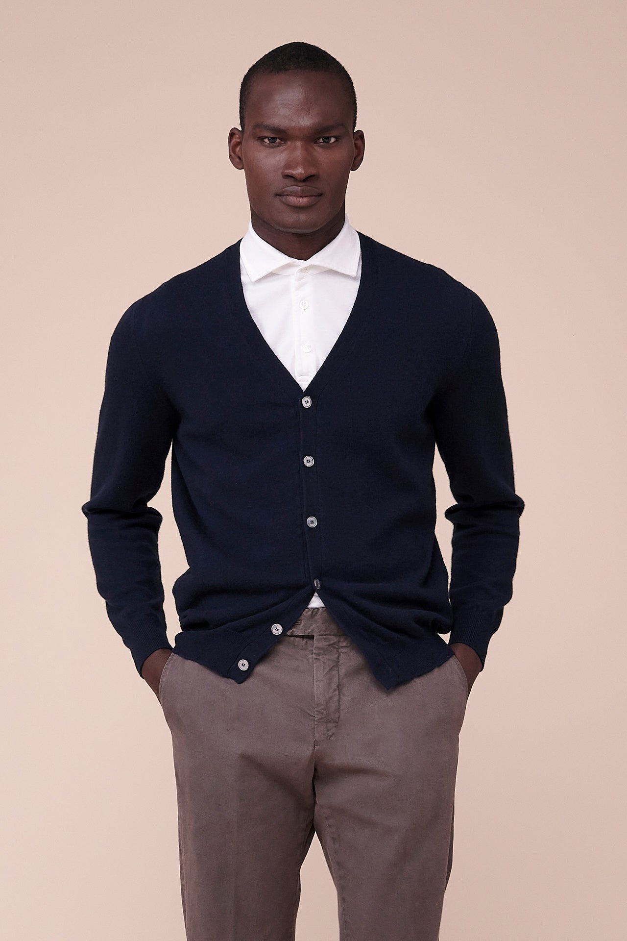 Superfine Wool Cardigan in iconic colors - MIDNIGHTBLUE