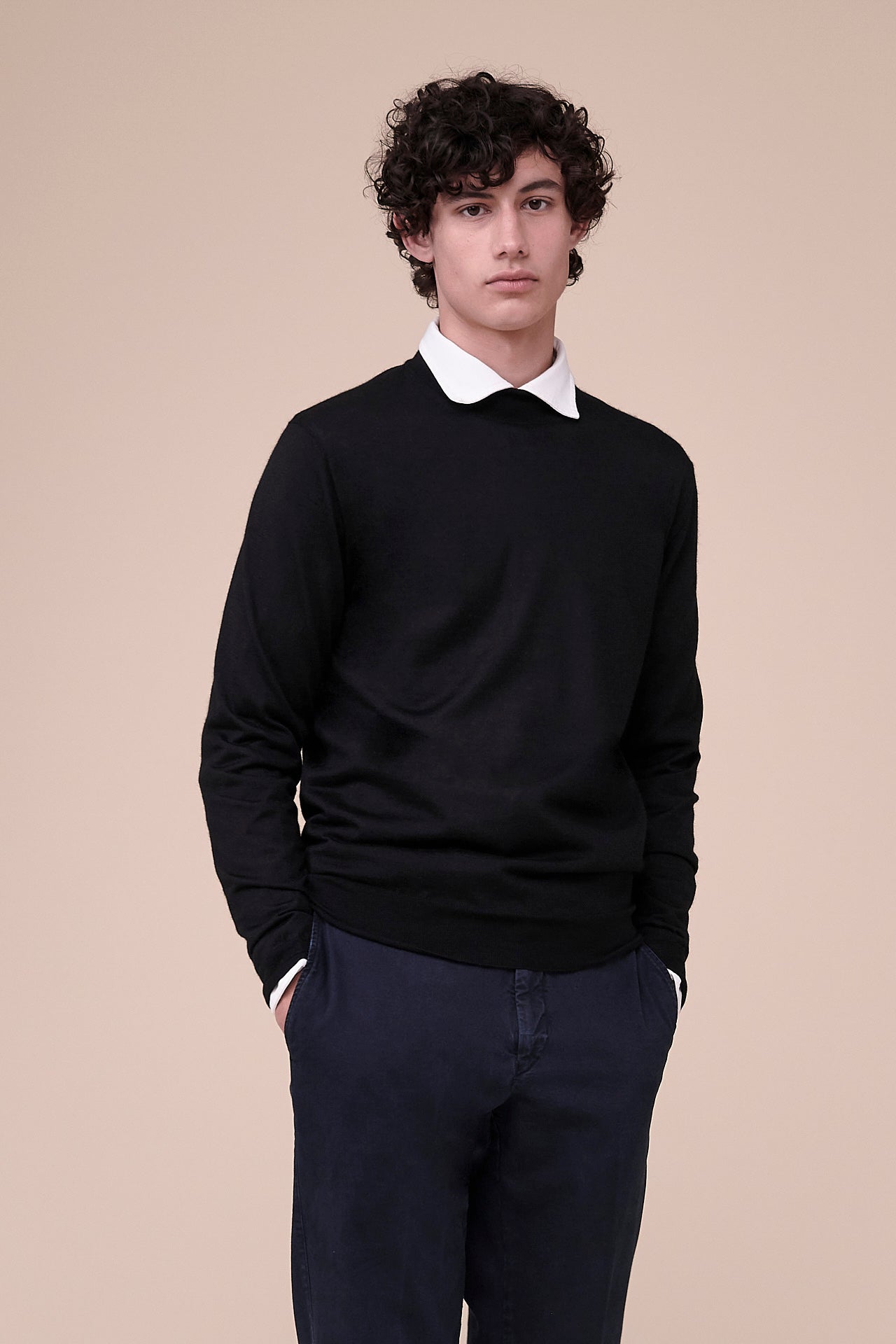 Derby Special Cashmere Silk Mock Neck in iconic colors - BLACK