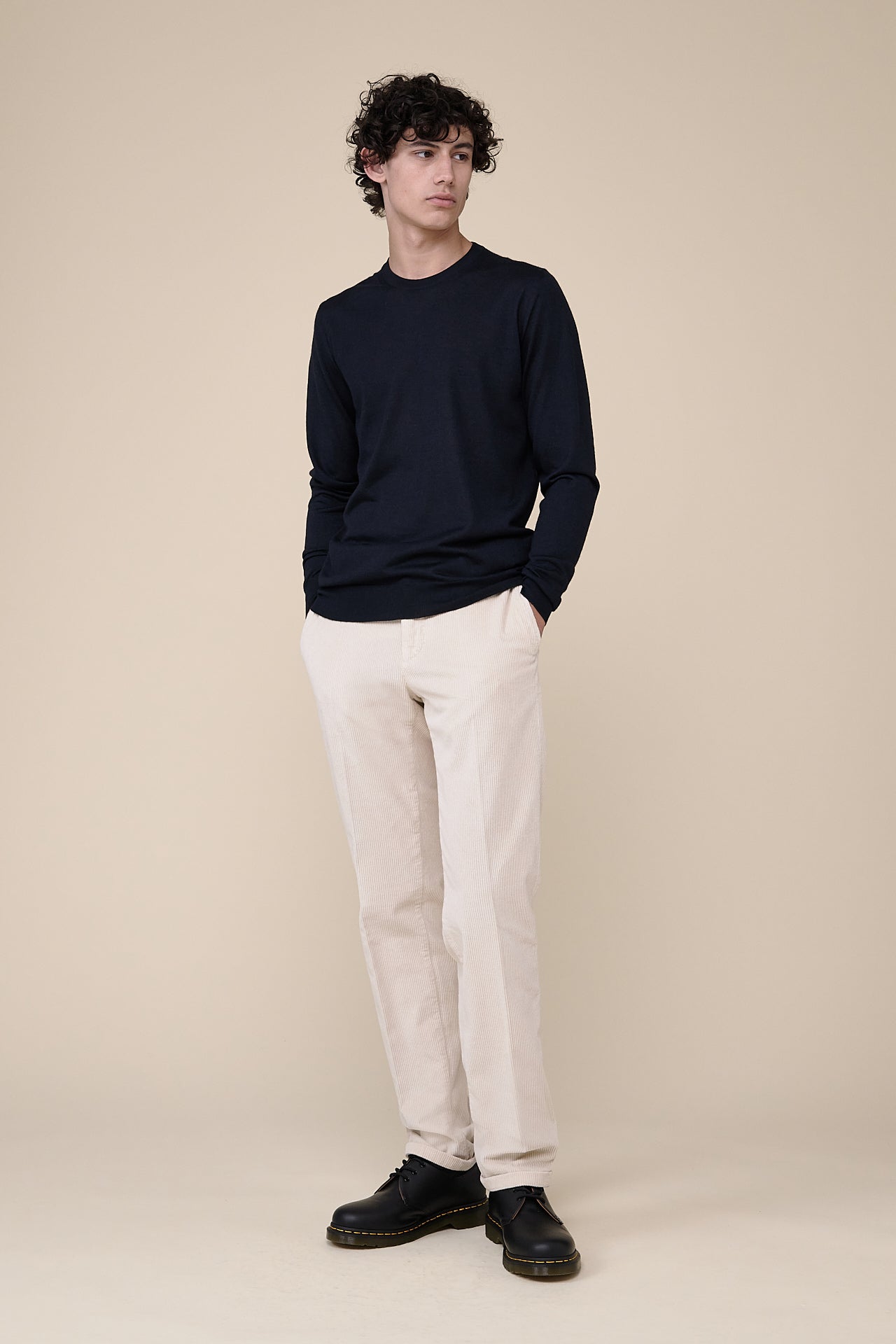 Argentina Cashmere Silk Crewneck in iconic colors - MIDNIGHTBLUE