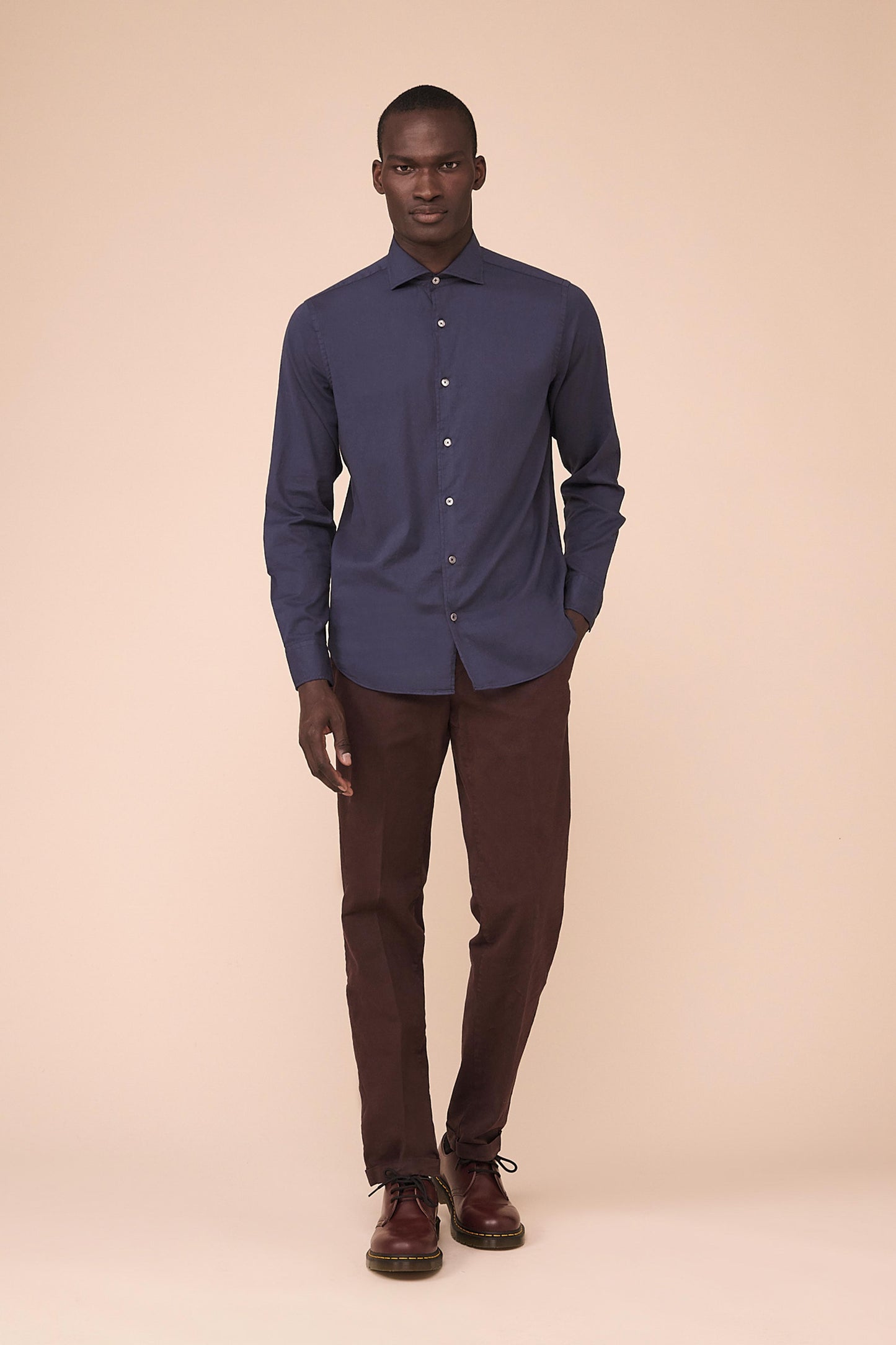 Sean Cotton Voile Shirt in iconic colors - MIDNIGHTBLUE