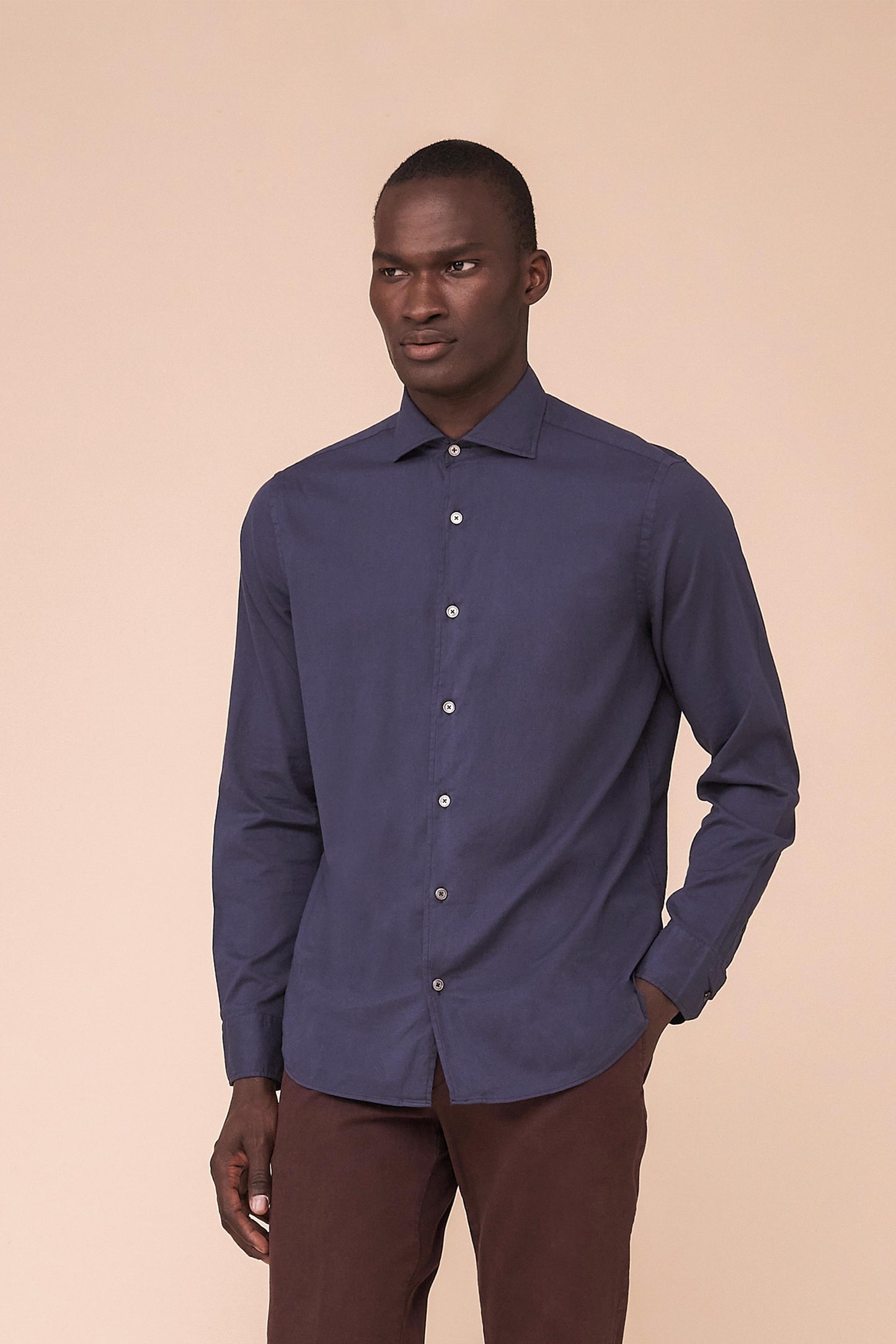 Sean Cotton Voile Shirt in iconic colors - MIDNIGHTBLUE