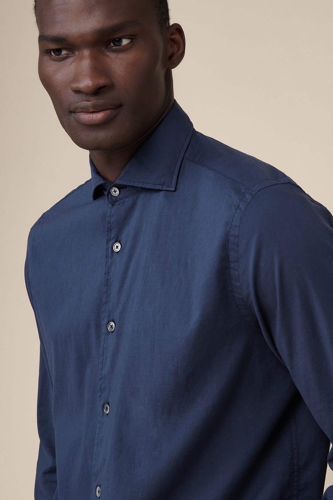 Tシャツ・カットソー Fedeli Printed stretch cotton voile shirt Sean: Men's Designer Cotton Voile Shirt - White/Blue - Fedeli