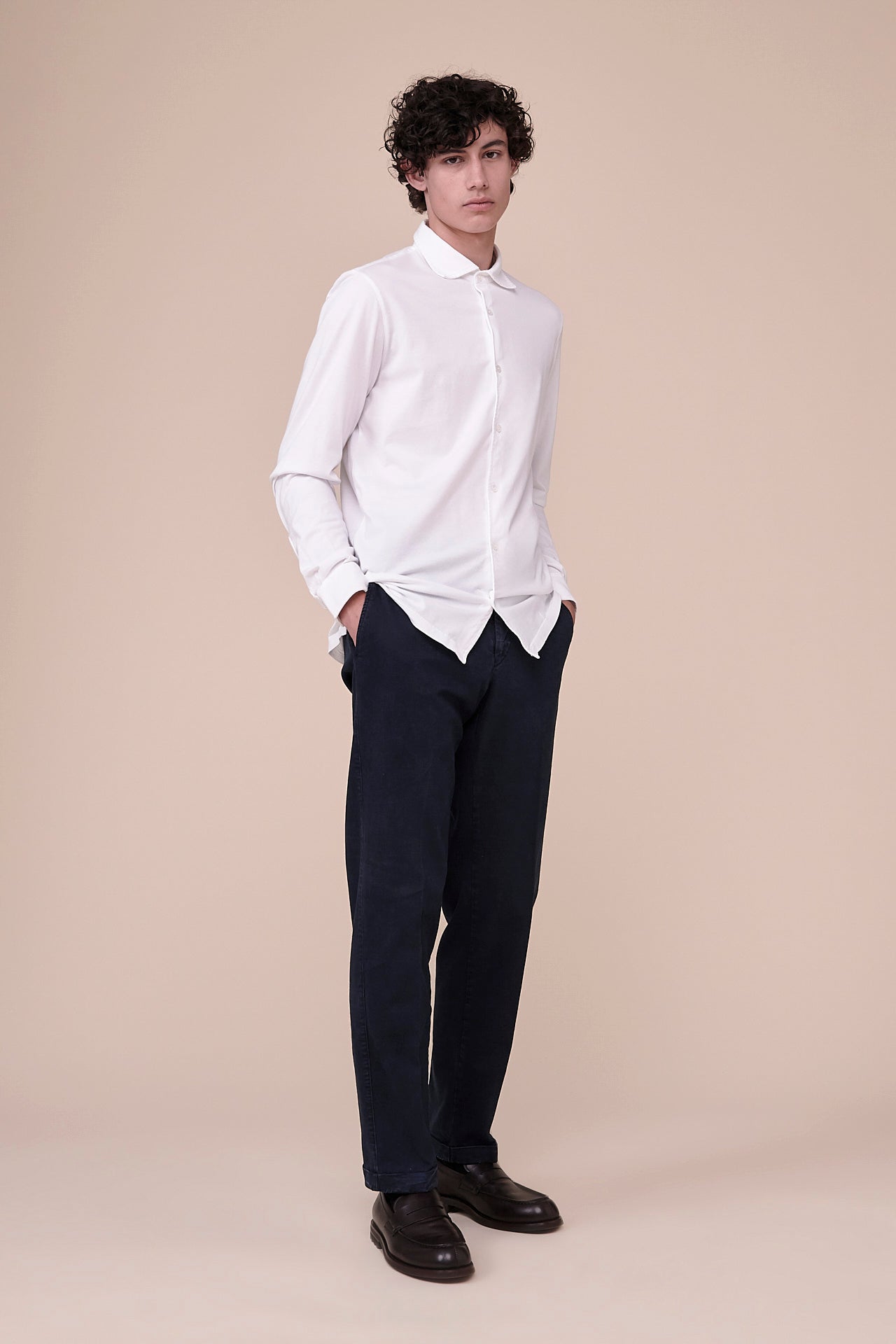 Jason Organic Cotton Long Sleeve Shirt in iconic colors - WHITE