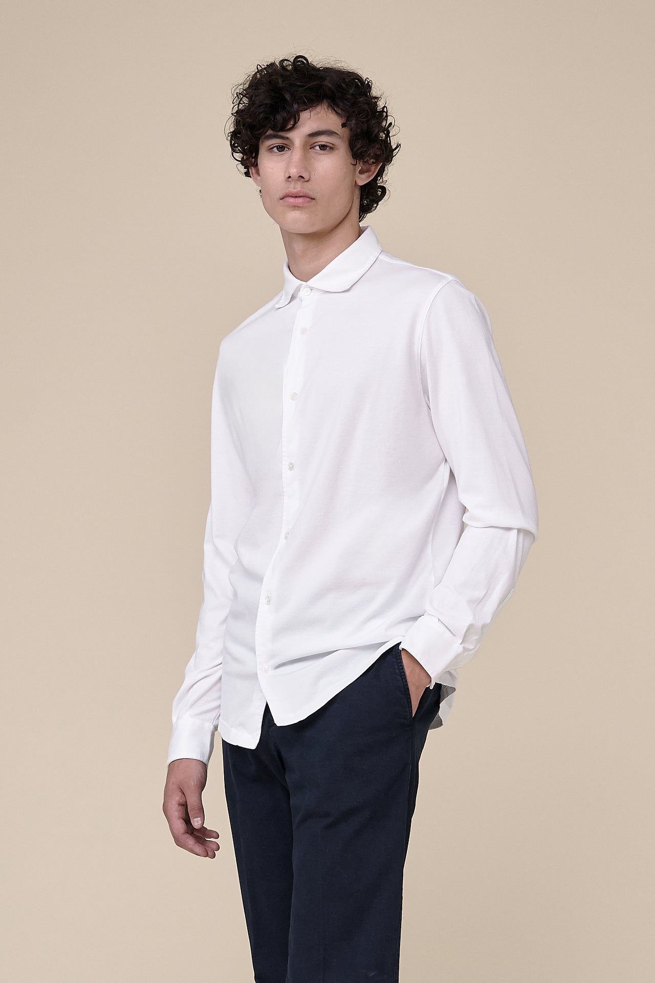 Men's Button Up Jersey Shirt in Organic Cotton - Iconic - Fedeli
