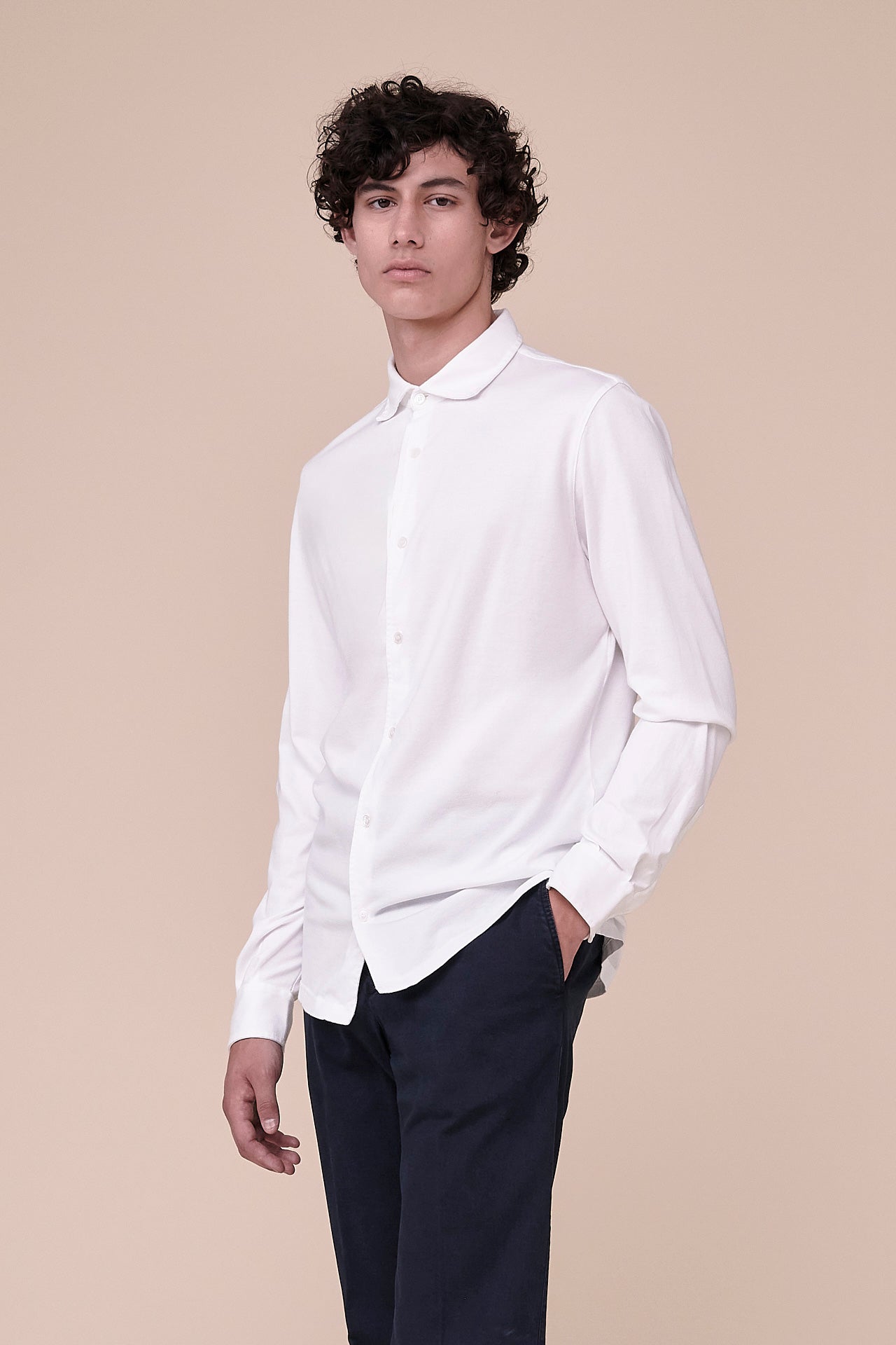 Jason Organic Cotton Long Sleeve Shirt in iconic colors - WHITE