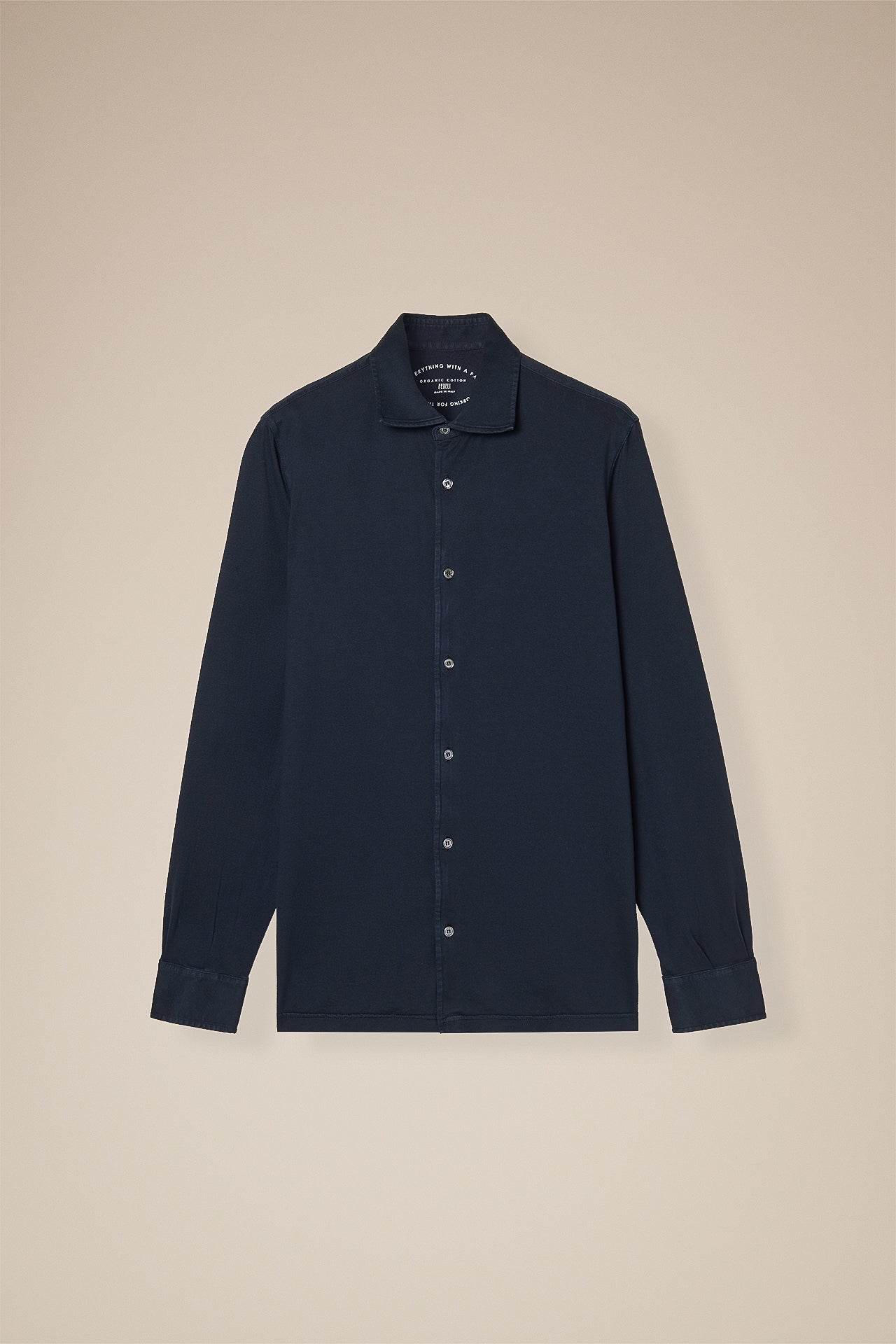 Men's Button Up Jersey Shirt in Organic Cotton - Iconic - Fedeli