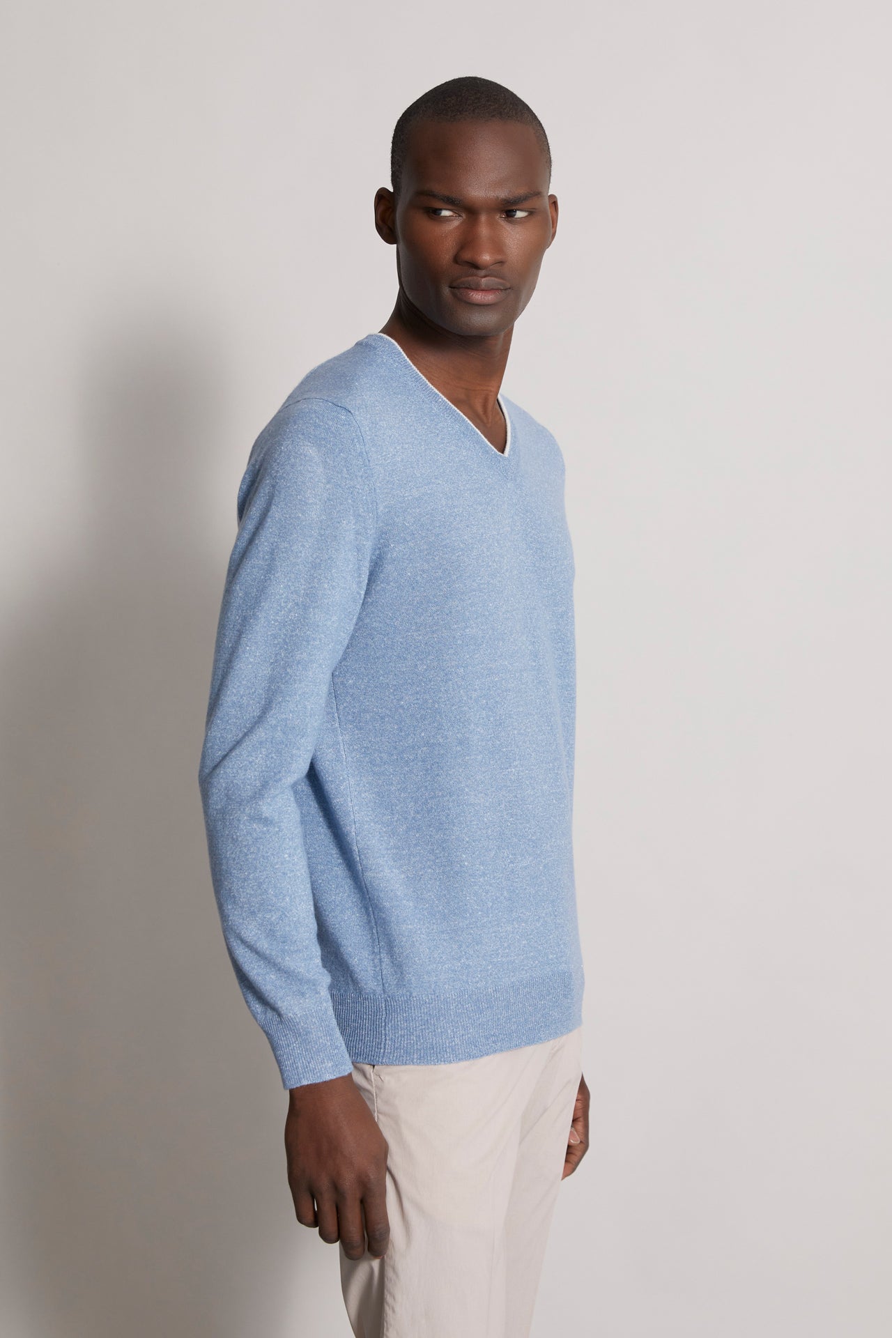 Cashmere linen v-neck pullover
