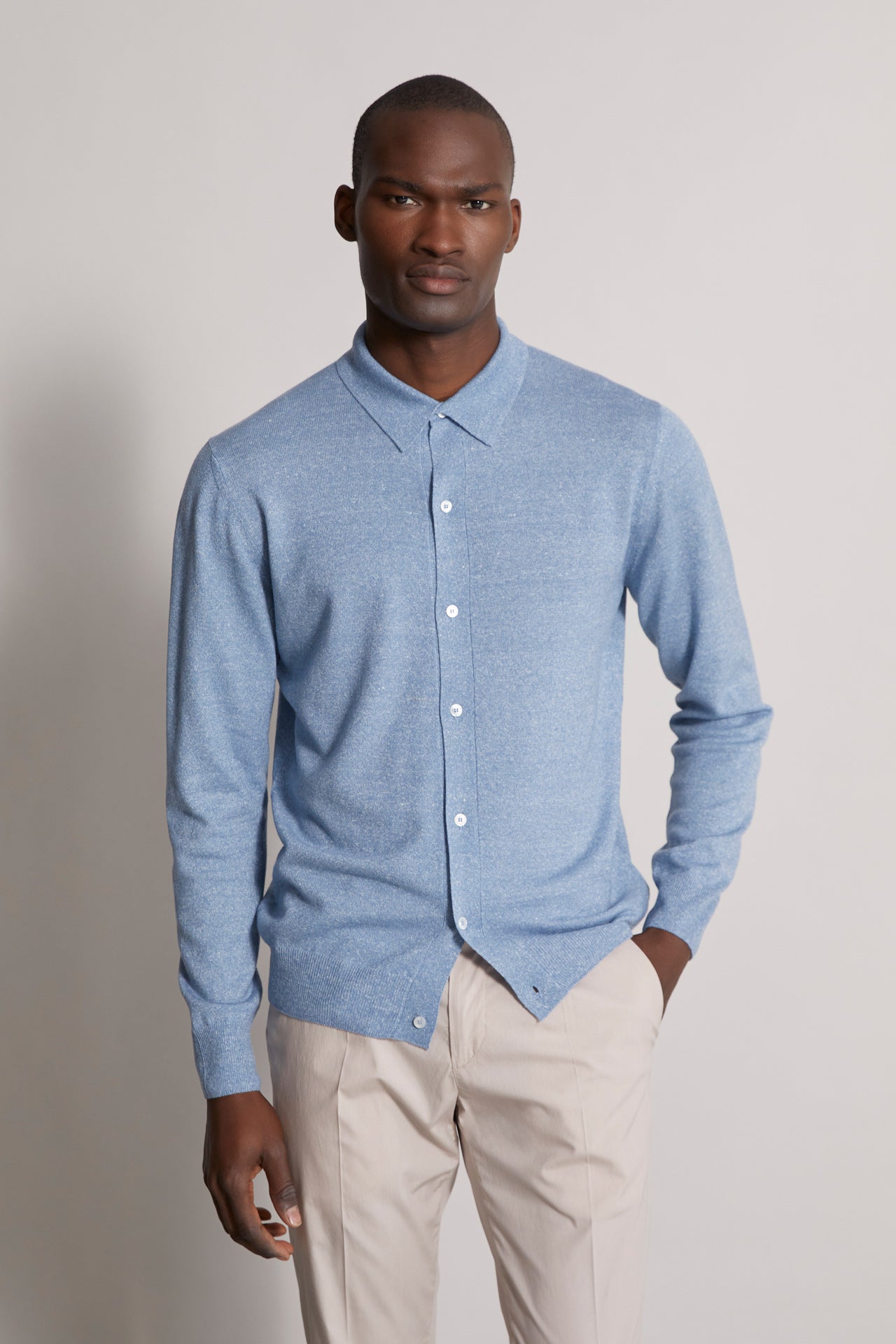 Knitted Shirt in cashmere linen blend