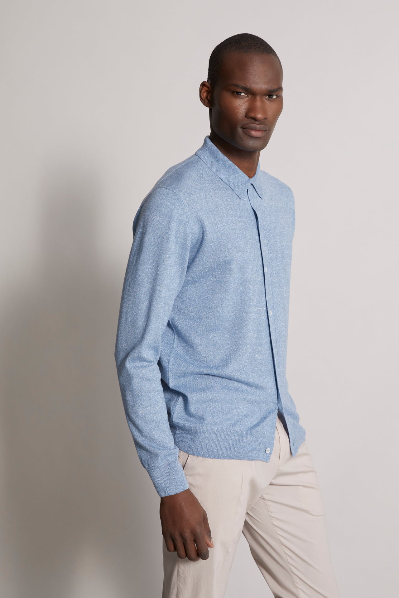 Knitted Shirt in cashmere linen blend