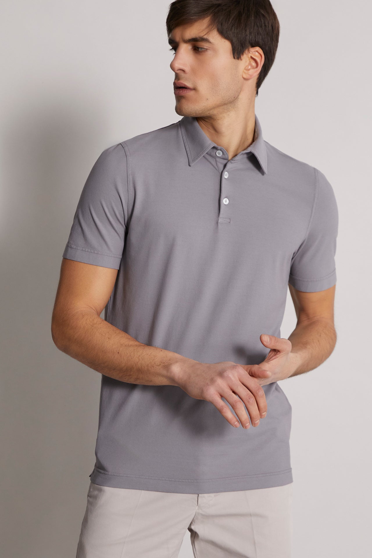 men's iconic cotton polo jersey in light grey