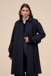 Estia Wool and Cotton Long Raglan Coat