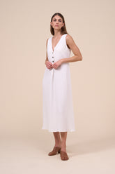 Meti Fluid Linen Sleveless Long Dress